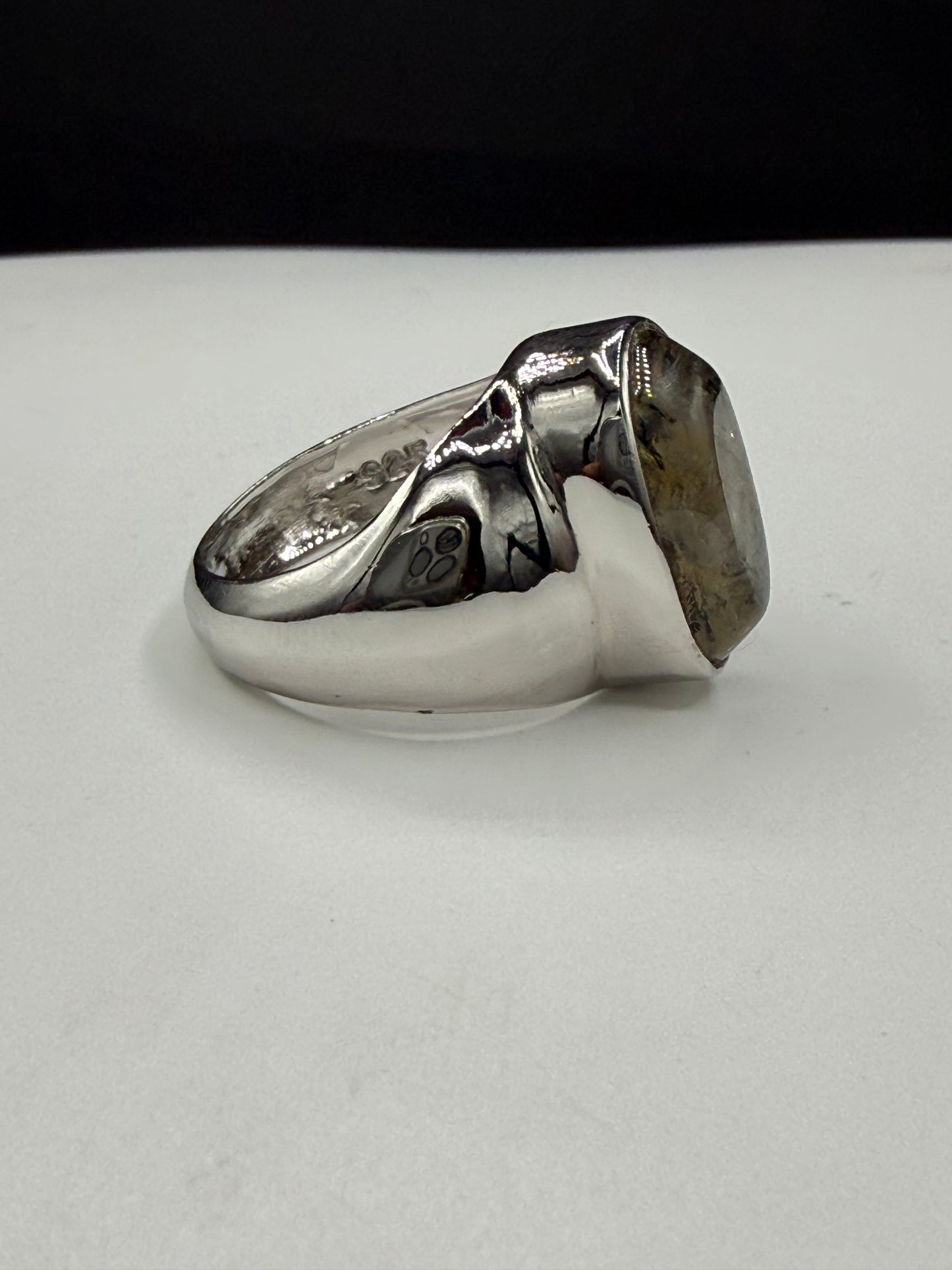 Natural Dendritic Quartz Sterling Silver Ring (Size 8.75)