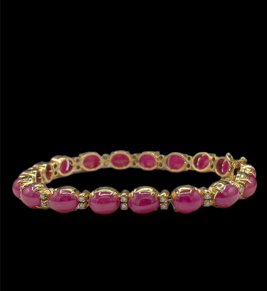 Untreated Ruby & Diamond 18K Bracelet (40 Carats +)