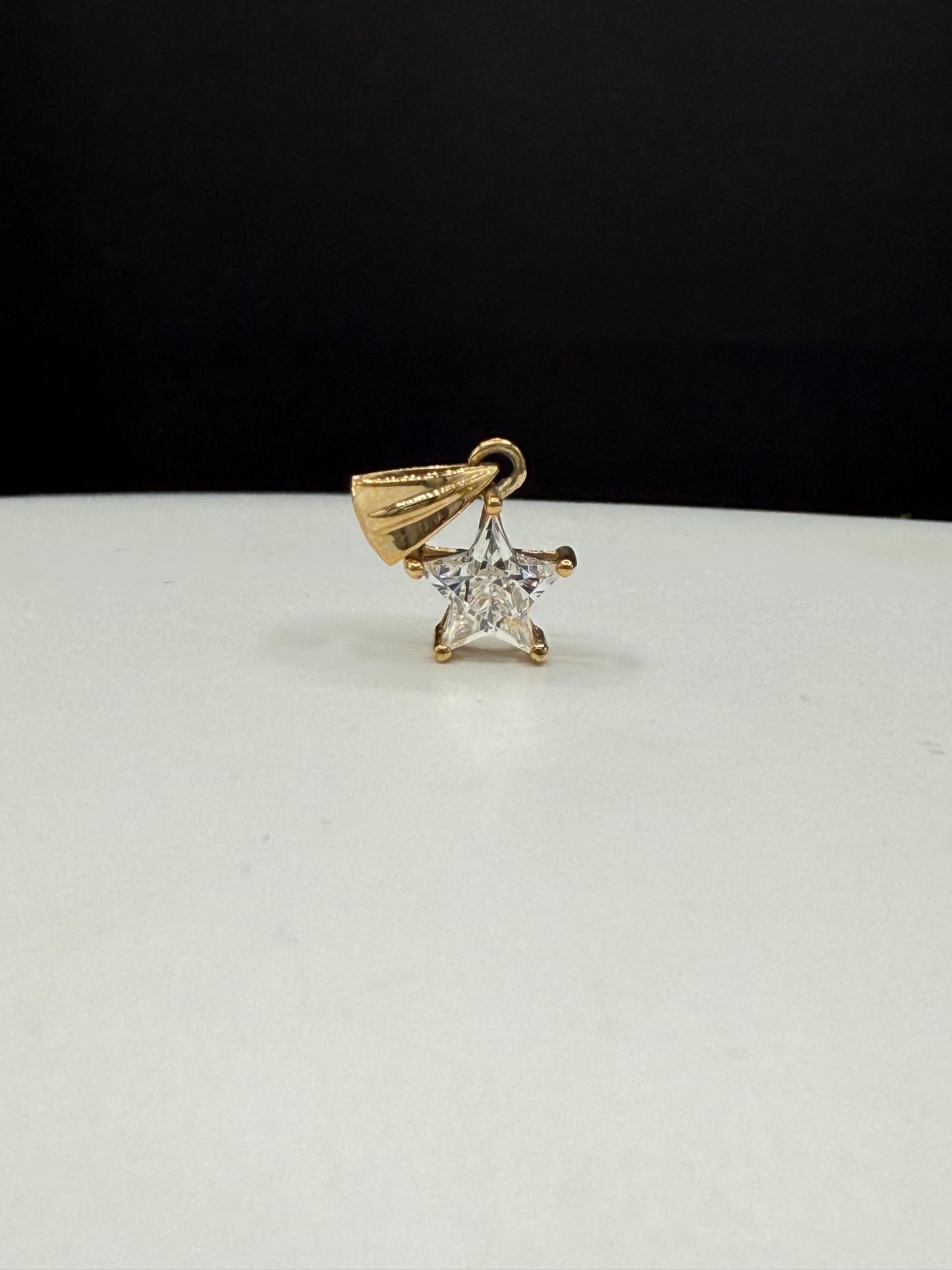 Custom Star Cut Cubic Zirconia 14K Yellow Gold Pendant