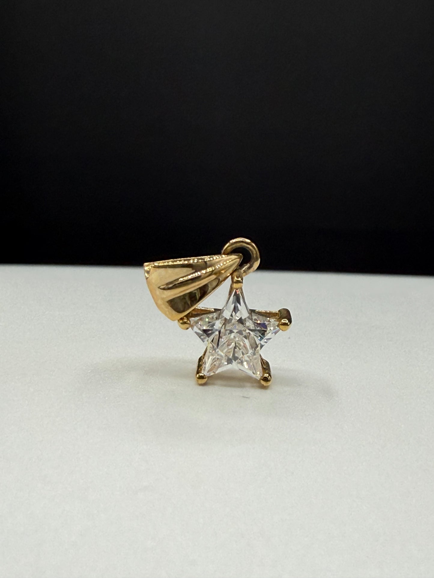 Custom Star Cut Cubic Zirconia 14K Yellow Gold Pendant