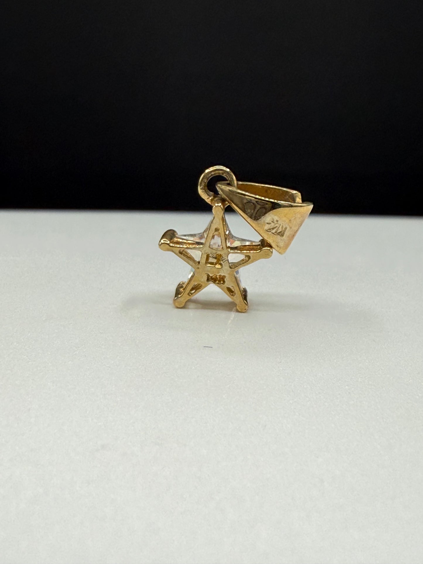 Custom Star Cut Cubic Zirconia 14K Yellow Gold Pendant
