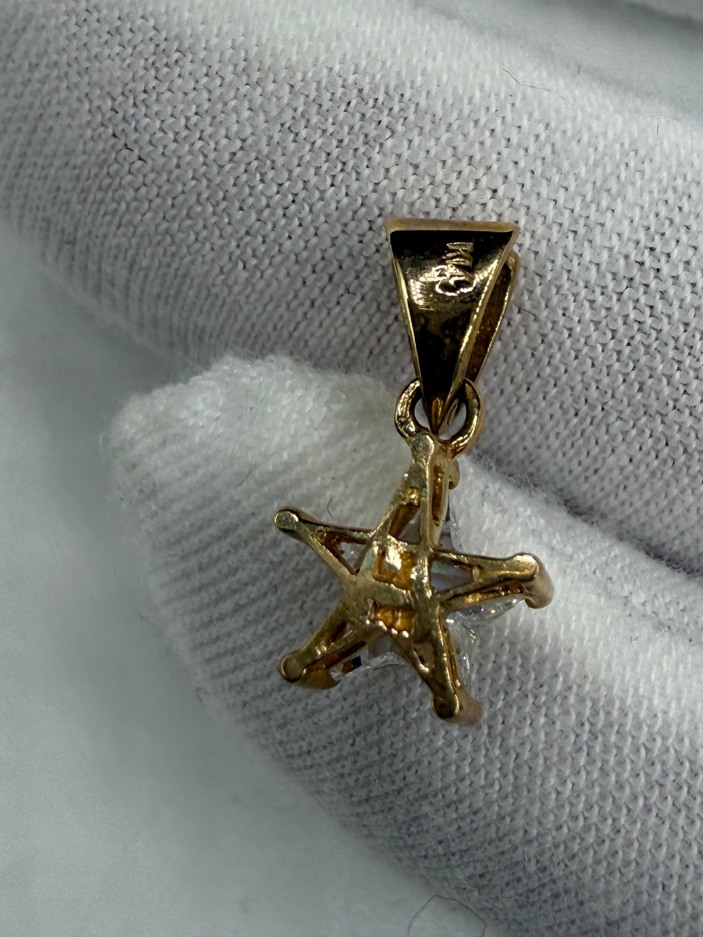 Custom Star Cut Cubic Zirconia 14K Yellow Gold Pendant