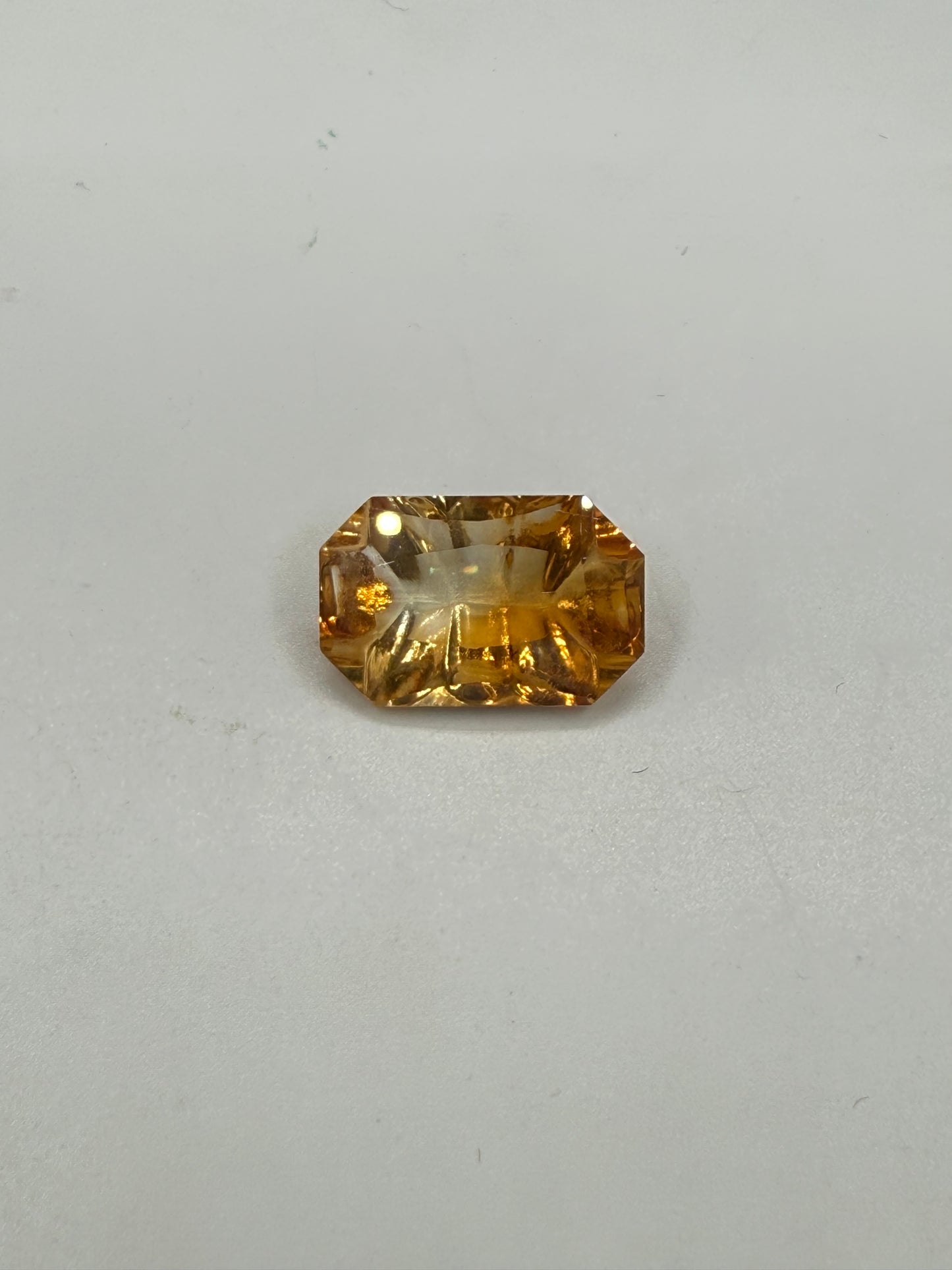 6.35 Carat Untreated Natural Citrine | Fantasy Concave Cut Emerald Shape Gem 15.4x9.4mm