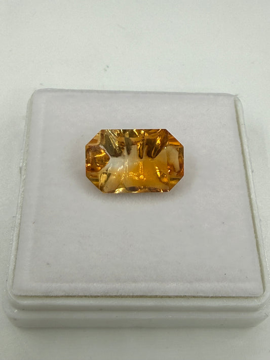 6.35 Carat Untreated Natural Citrine | Fantasy Concave Cut Emerald Shape Gem 15.4x9.4mm