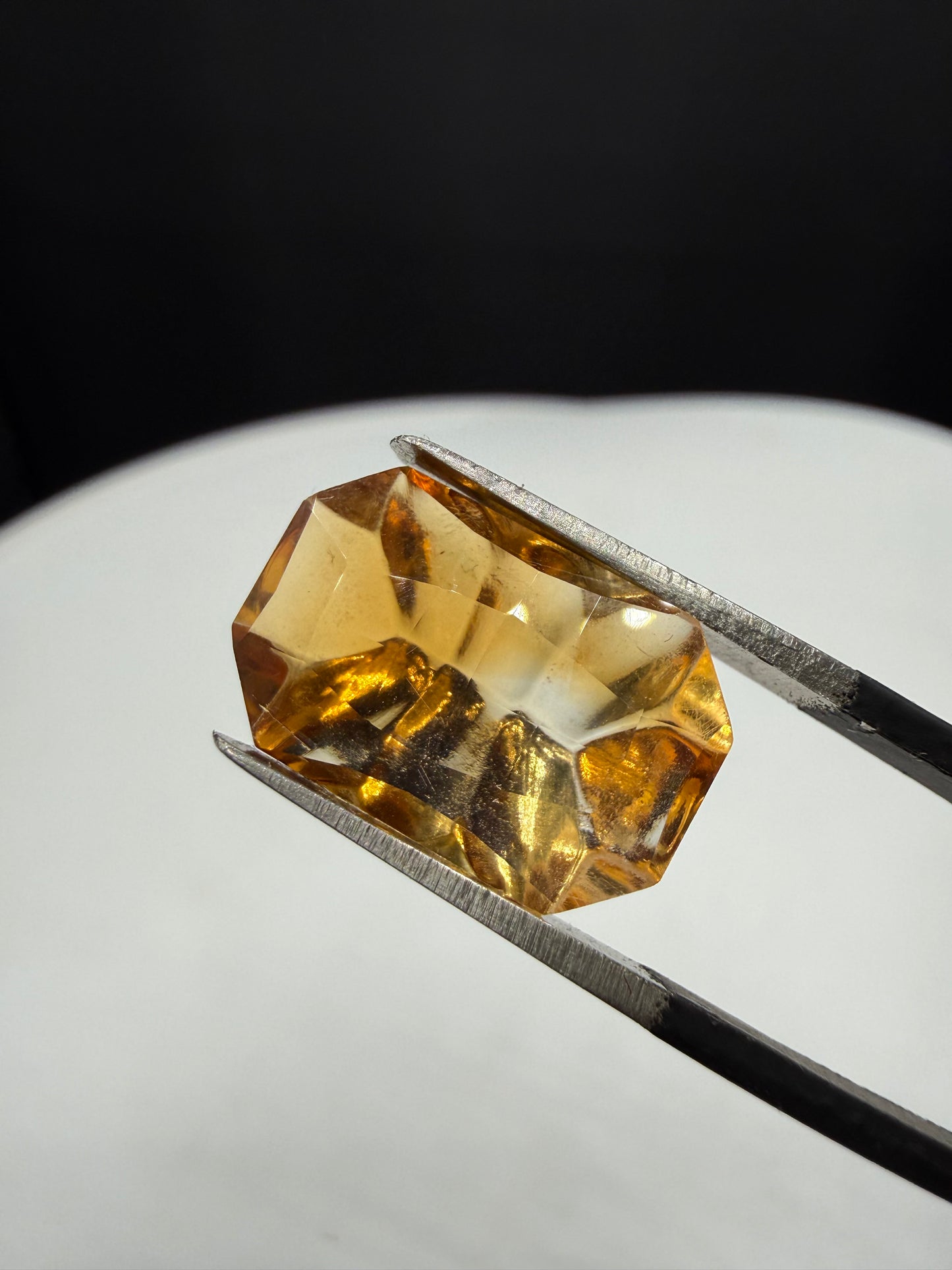 6.35 Carat Untreated Natural Citrine | Fantasy Concave Cut Emerald Shape Gem 15.4x9.4mm