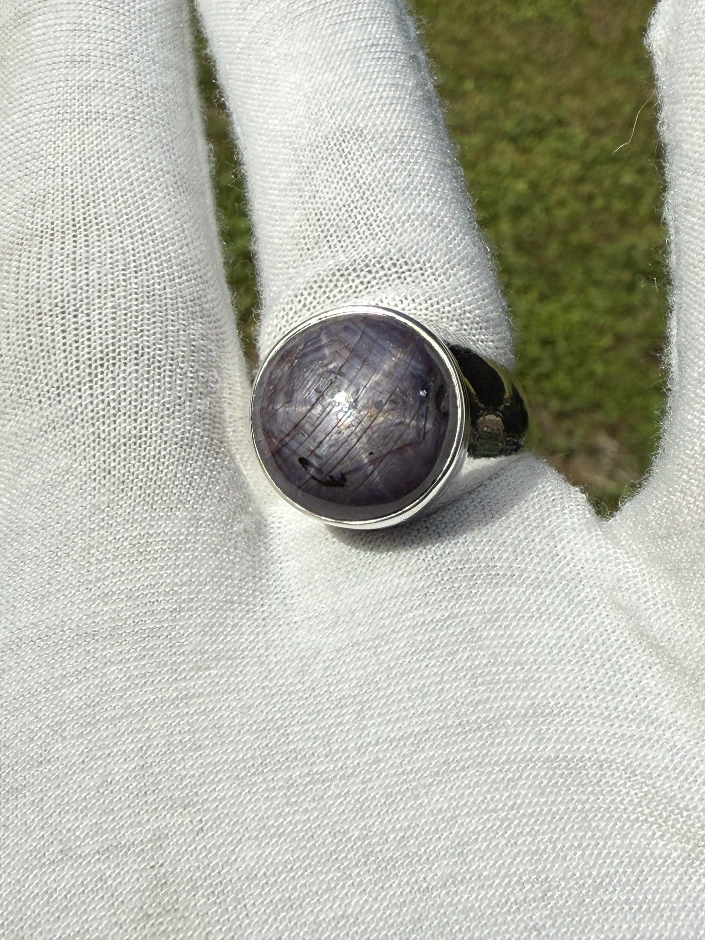 Natural Purple Star Sapphire Sterling Silver Ring | Size 9
