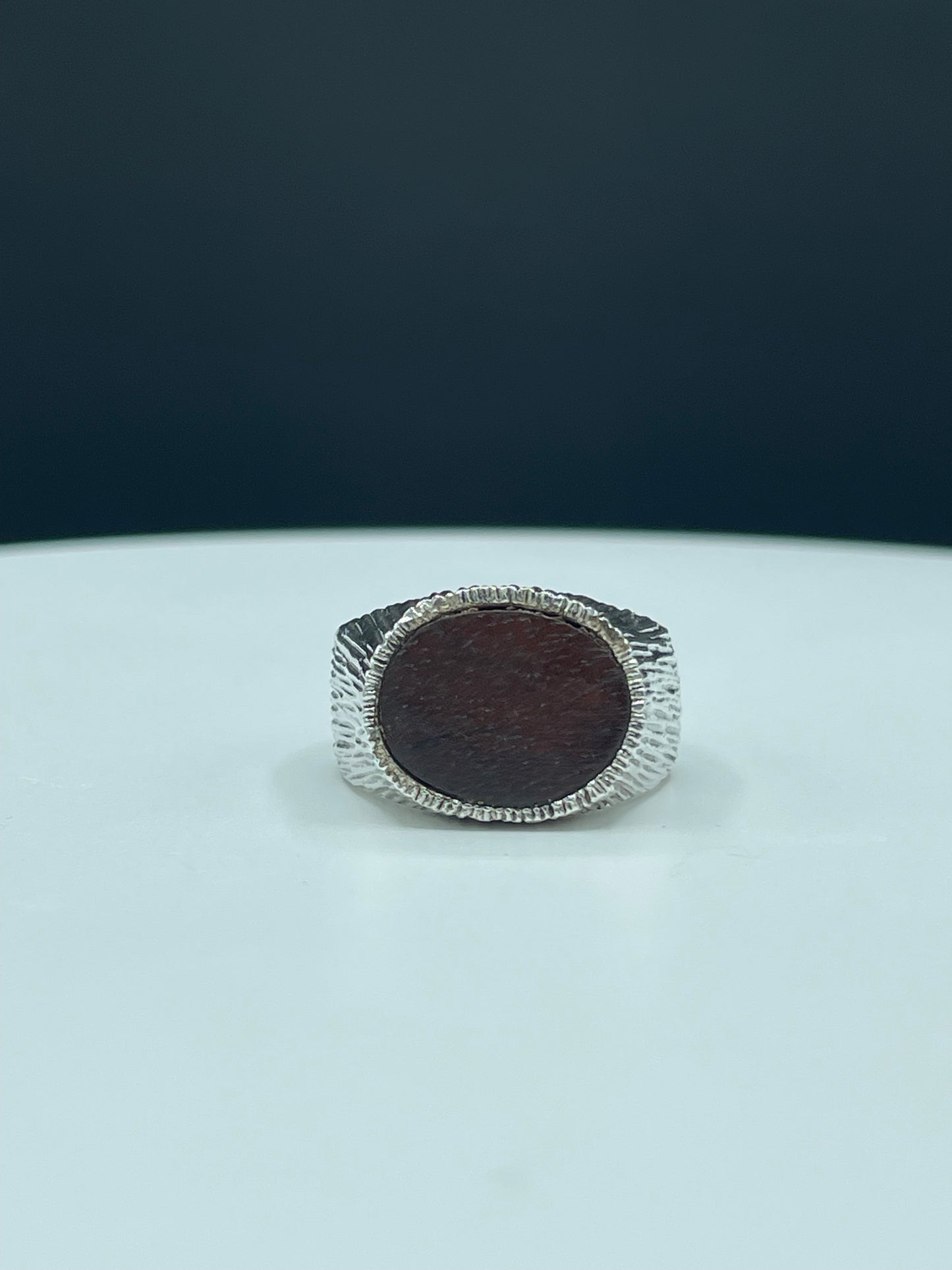 Mahogany Wood Handcrafted Sterling Silver Ring (Size 10.75)