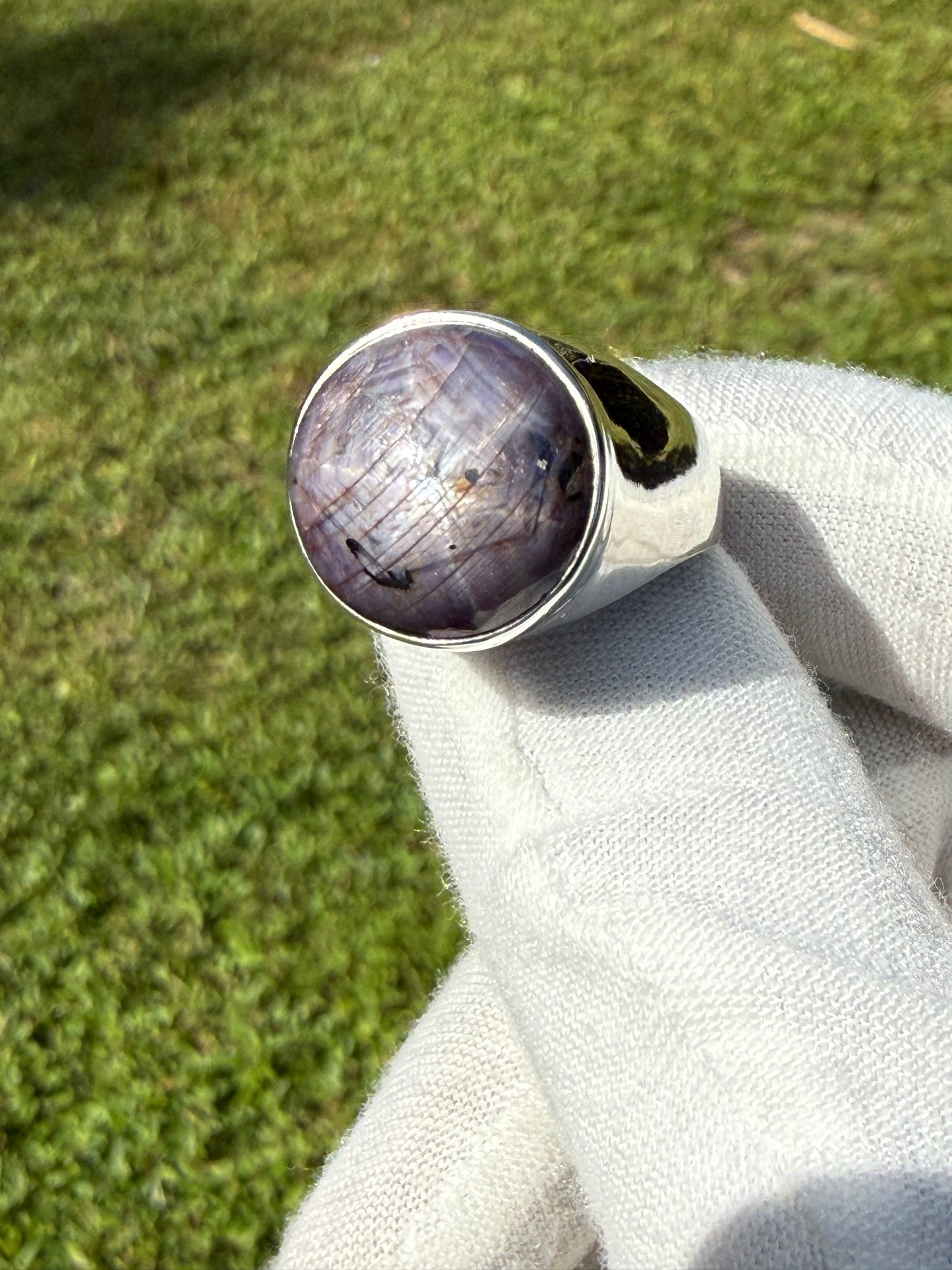 Natural Purple Star Sapphire Sterling Silver Ring | Size 9