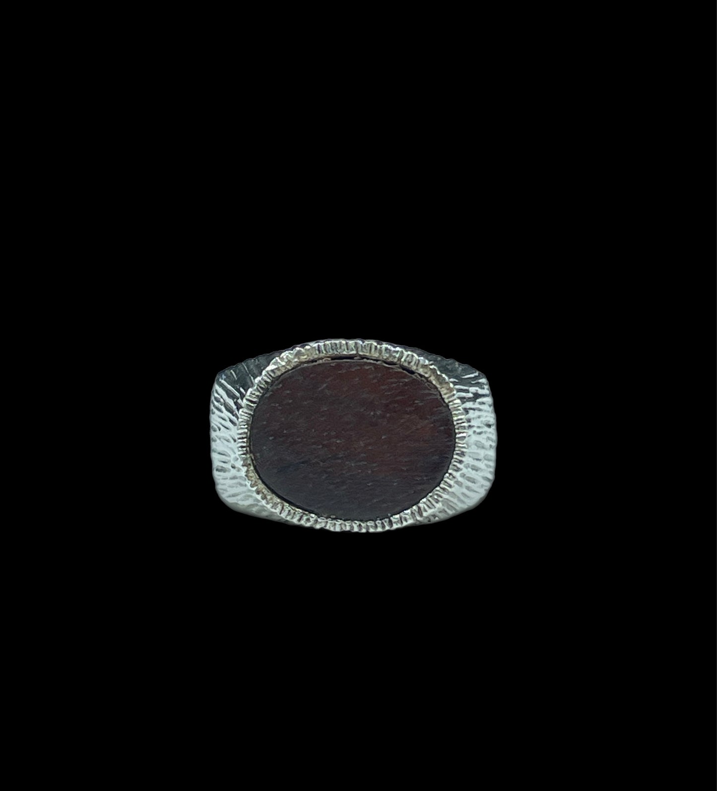 Mahogany Wood Handcrafted Sterling Silver Ring (Size 10.75)