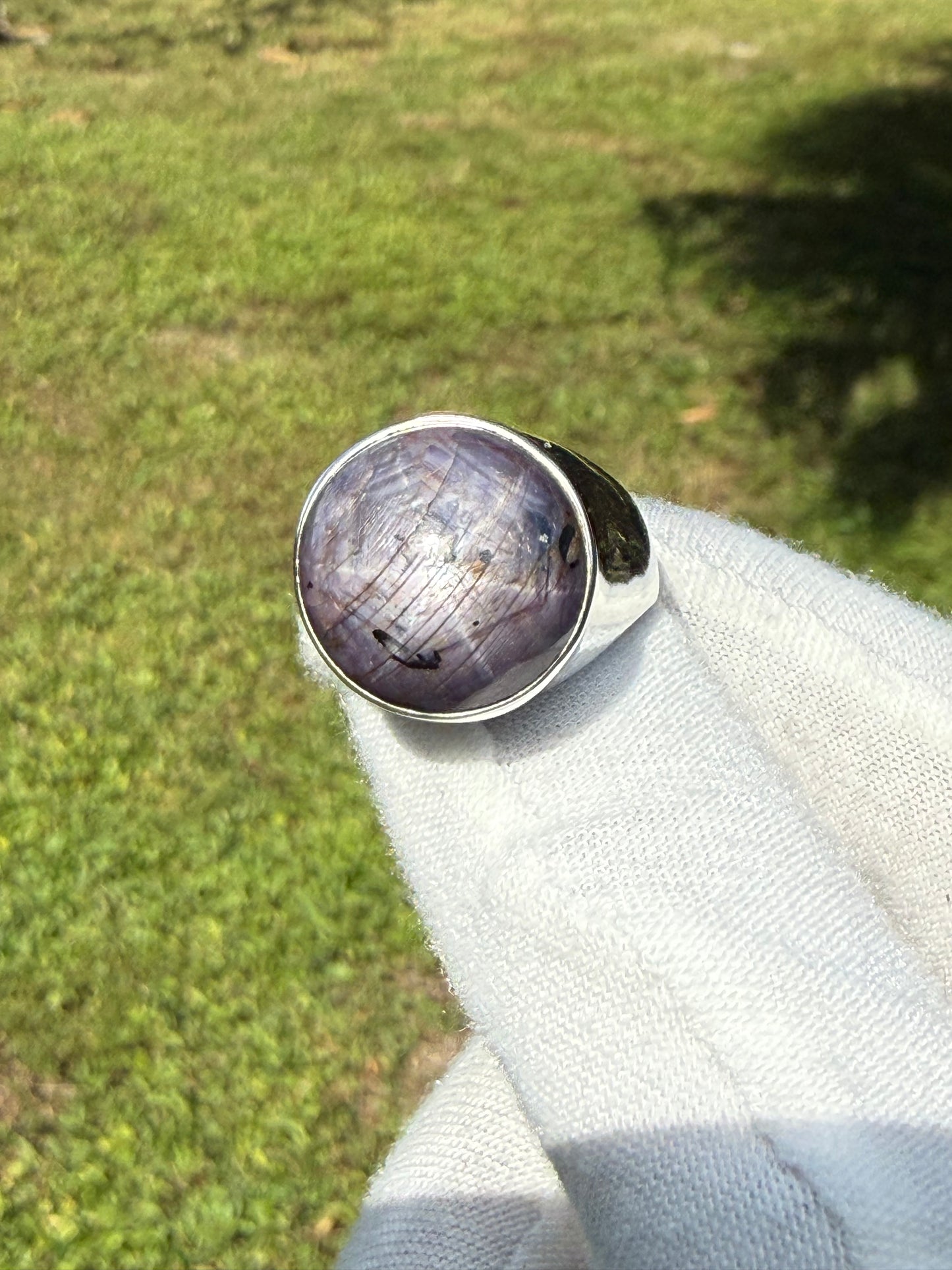 Natural Purple Star Sapphire Sterling Silver Ring | Size 9