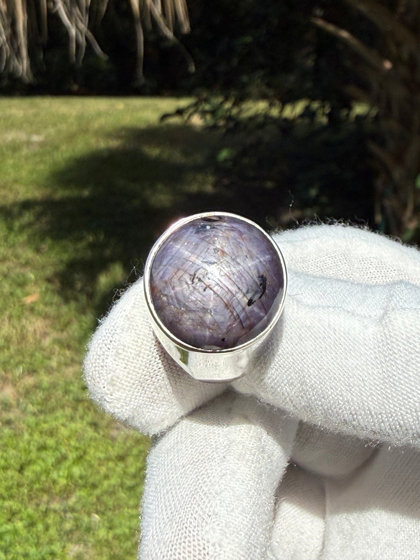 Natural Purple Star Sapphire Sterling Silver Ring | Size 9