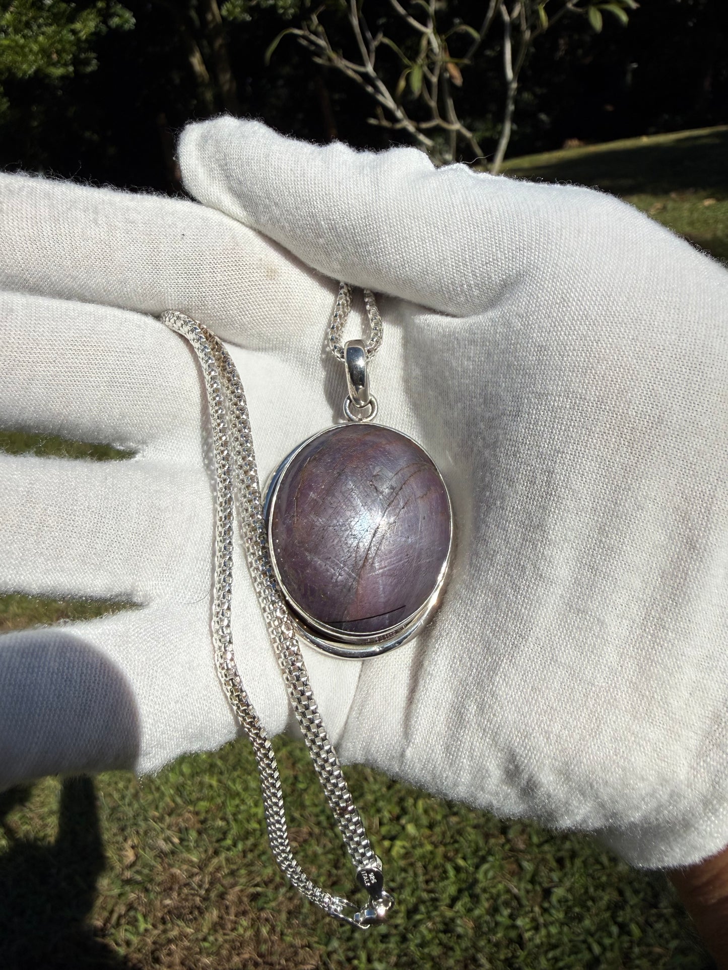 Natural 160 Carat Purple Star Sapphire Pendant & Sterling Silver Italian Box Chain | 51.6g | 17.5” Necklace | 925 Silver