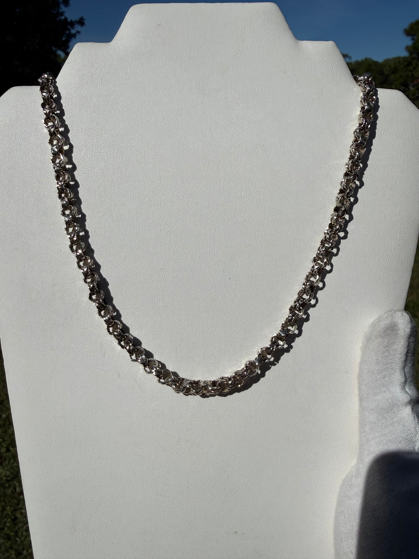 Heavy Solid Sterling Silver Gothic Chain 53g – 6mm Handmade Textured Link Necklace 21.5”