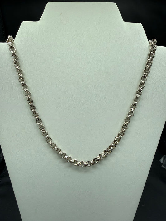 Heavy Solid Sterling Silver Gothic Chain 53g – 6mm Handmade Textured Link Necklace 21.5”