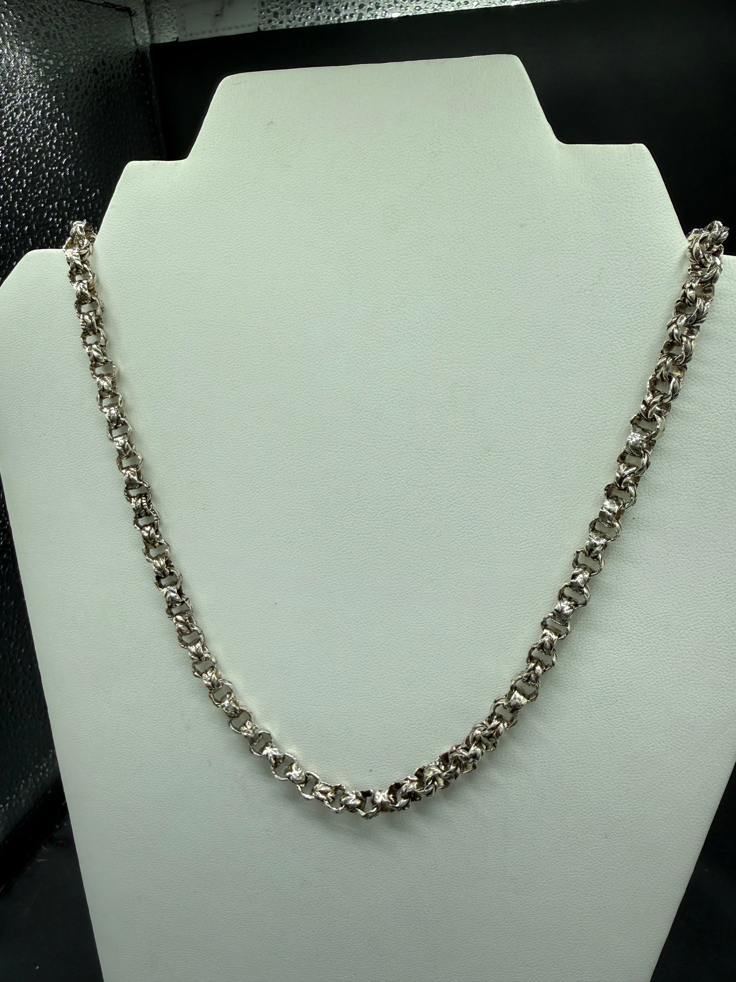 Heavy Solid Sterling Silver Gothic Chain 53g – 6mm Handmade Textured Link Necklace 21.5”