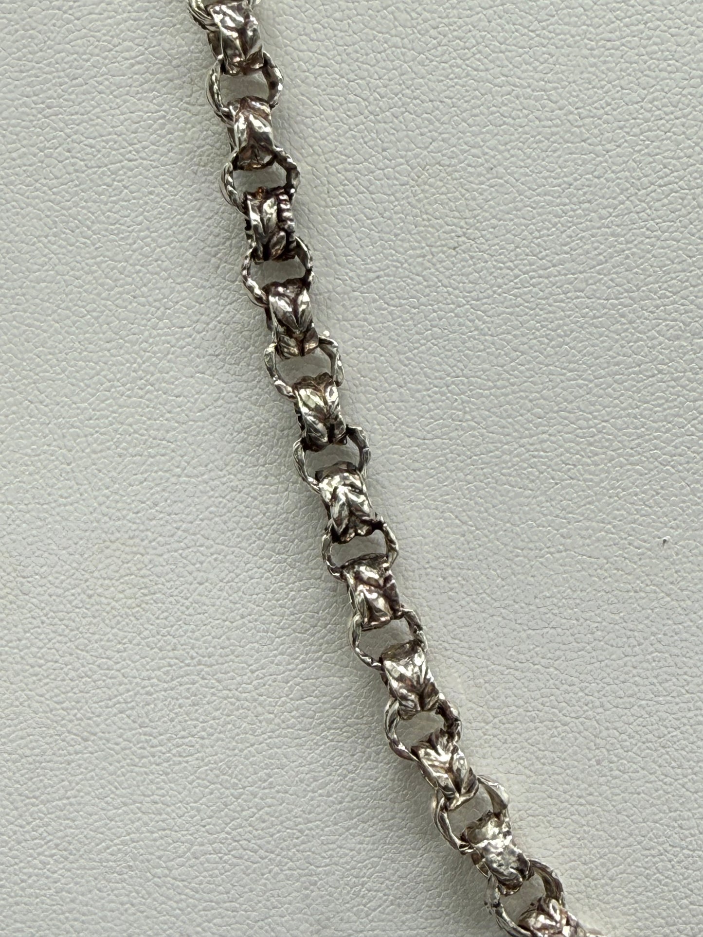 Heavy Solid Sterling Silver Gothic Chain 53g – 6mm Handmade Textured Link Necklace 21.5”