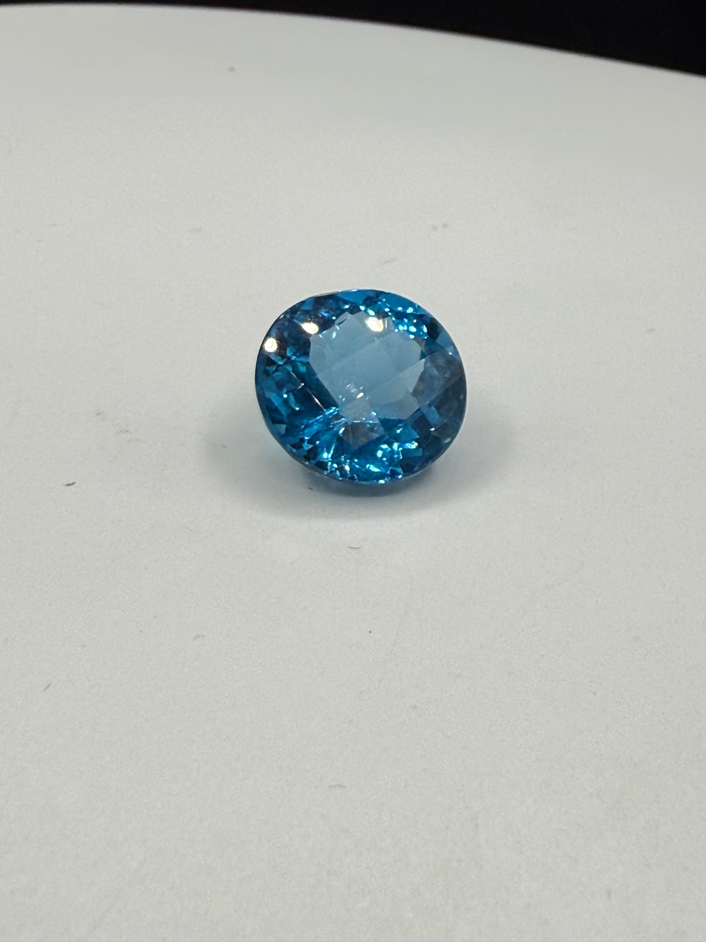 12.53 Carat Super Swiss Blue Topaz | 14mm Round Checkerboard Cut