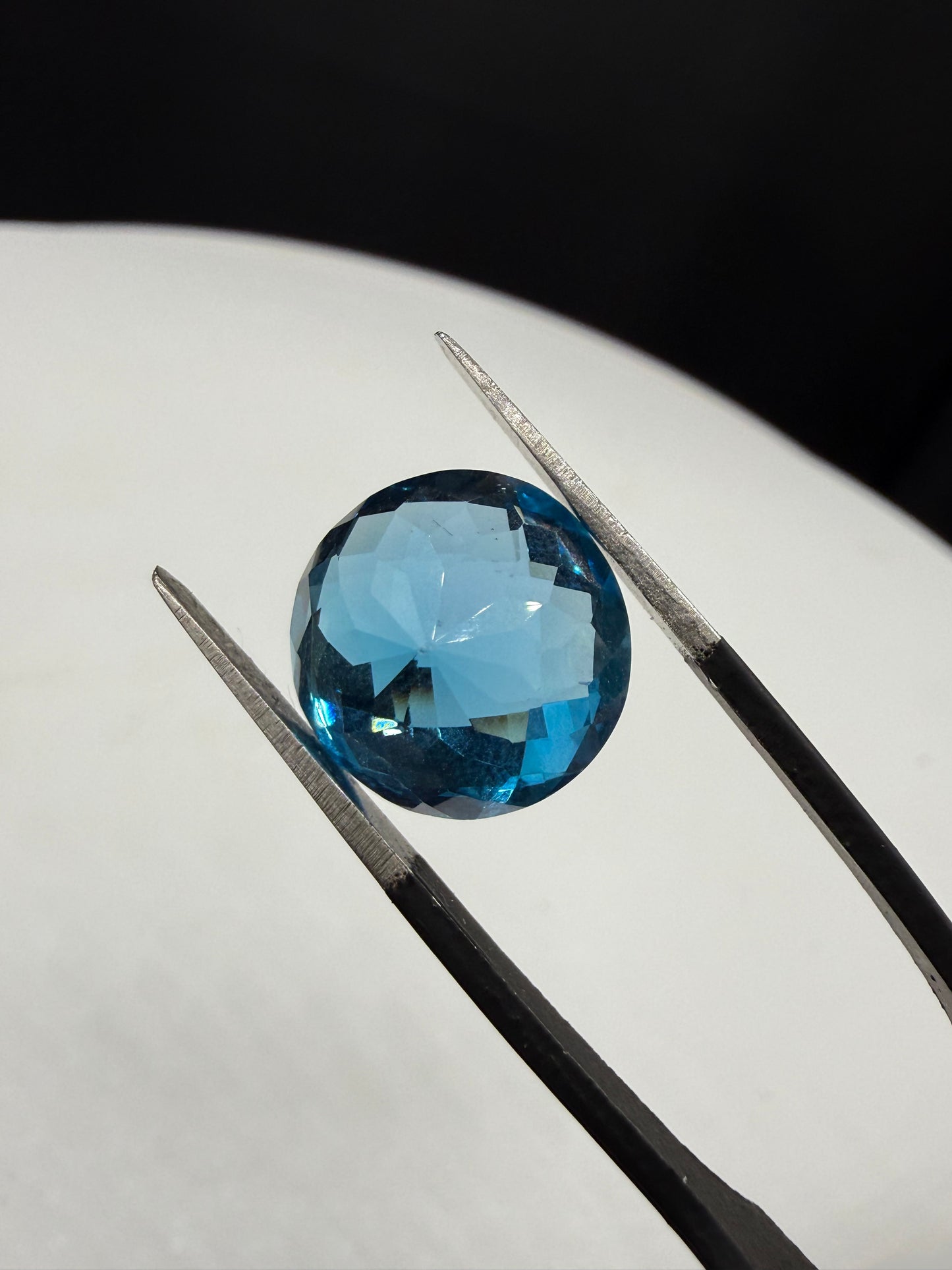 12.53 Carat Super Swiss Blue Topaz | 14mm Round Checkerboard Cut