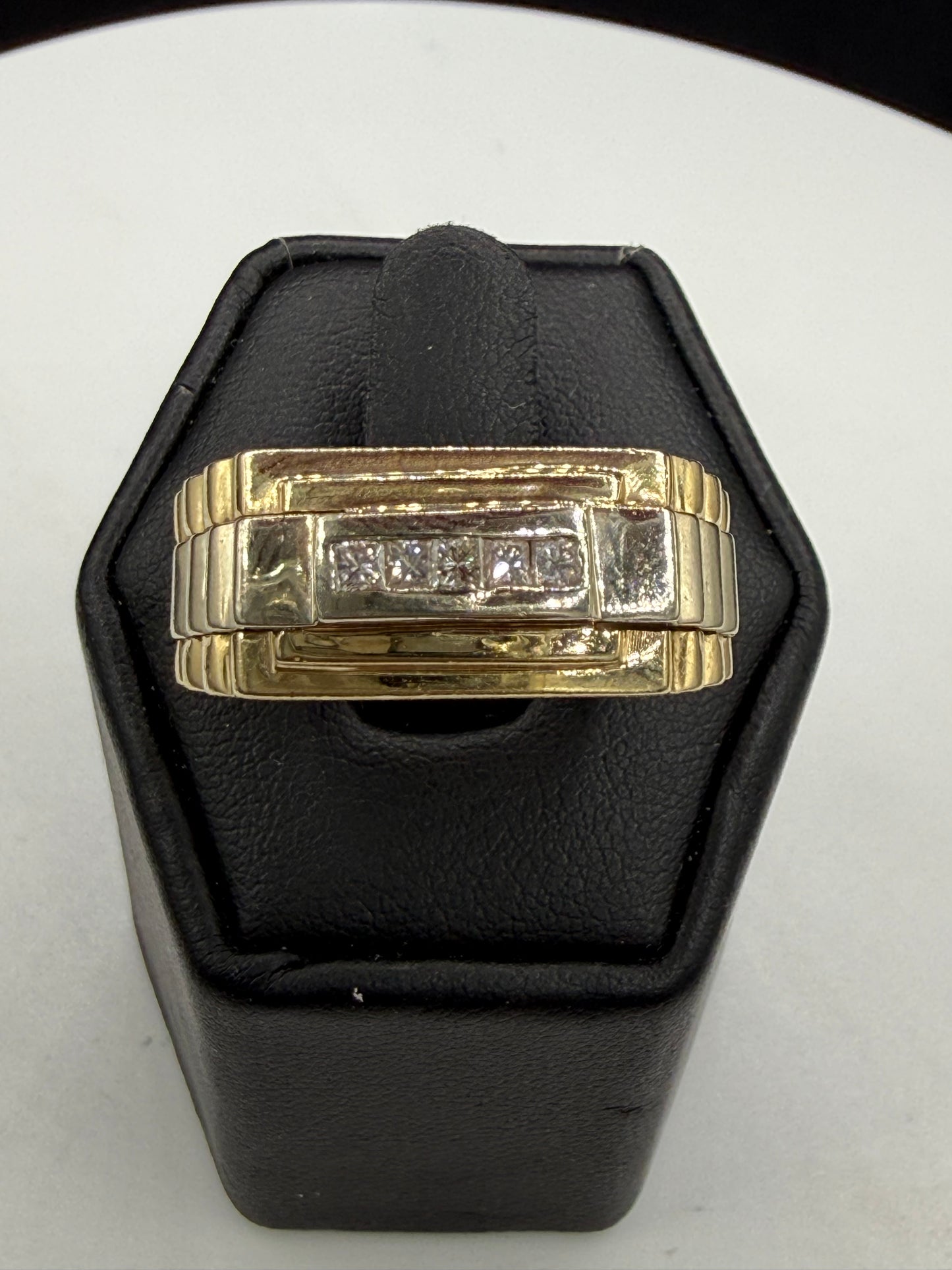 Vintage Men’s Diamond 14k Yellow Gold Statement Ring (Size 10)