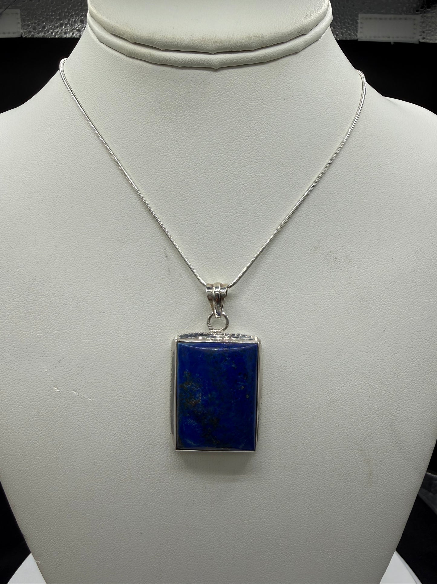 Natural Lapis Lazuli & Pyrite Sterling Silver Pendant Necklace | 50 Carats | 18” Chain