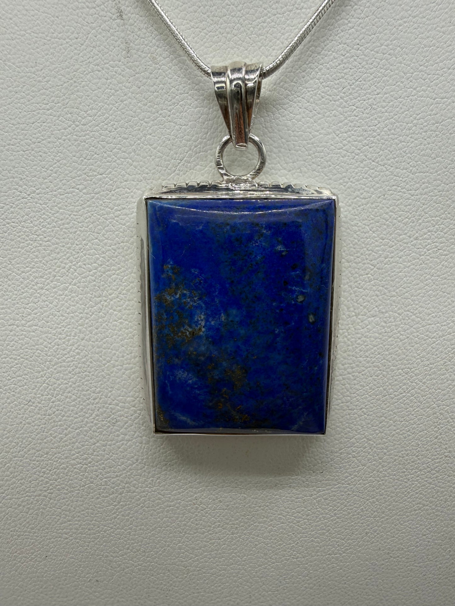 Natural Lapis Lazuli & Pyrite Sterling Silver Pendant Necklace | 50 Carats | 18” Chain