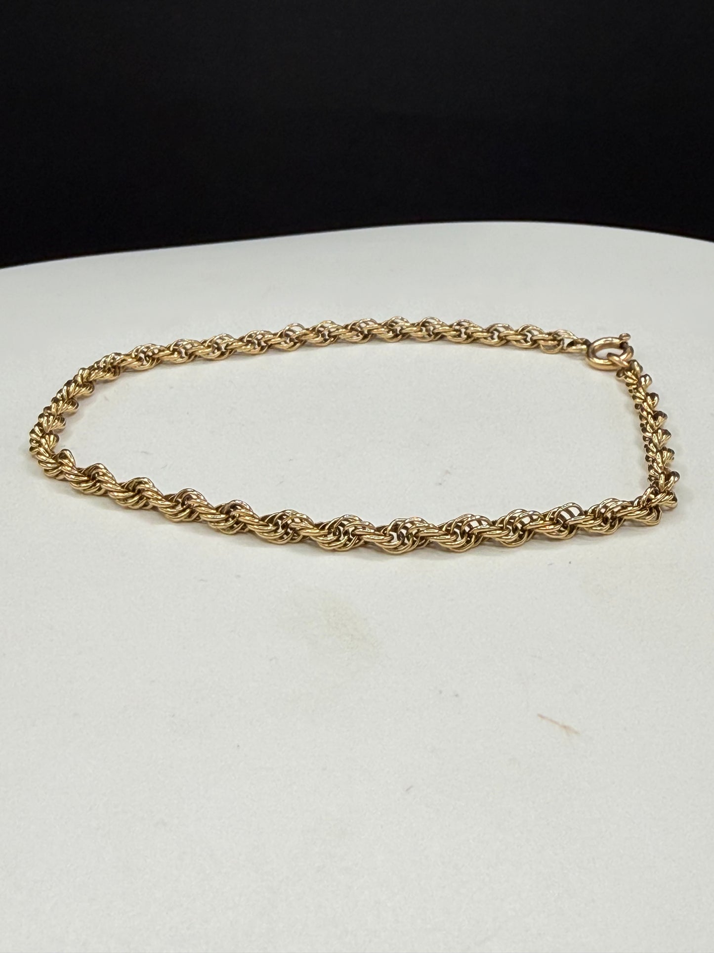 Solid 14K Yellow Gold Rope Bracelet – 8.25” Length