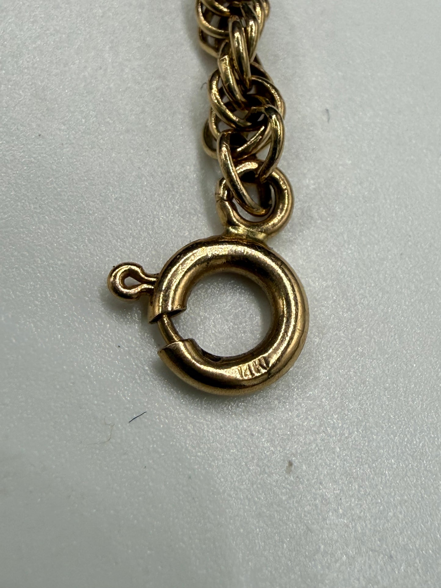 Solid 14K Yellow Gold Rope Bracelet – 8.25” Length