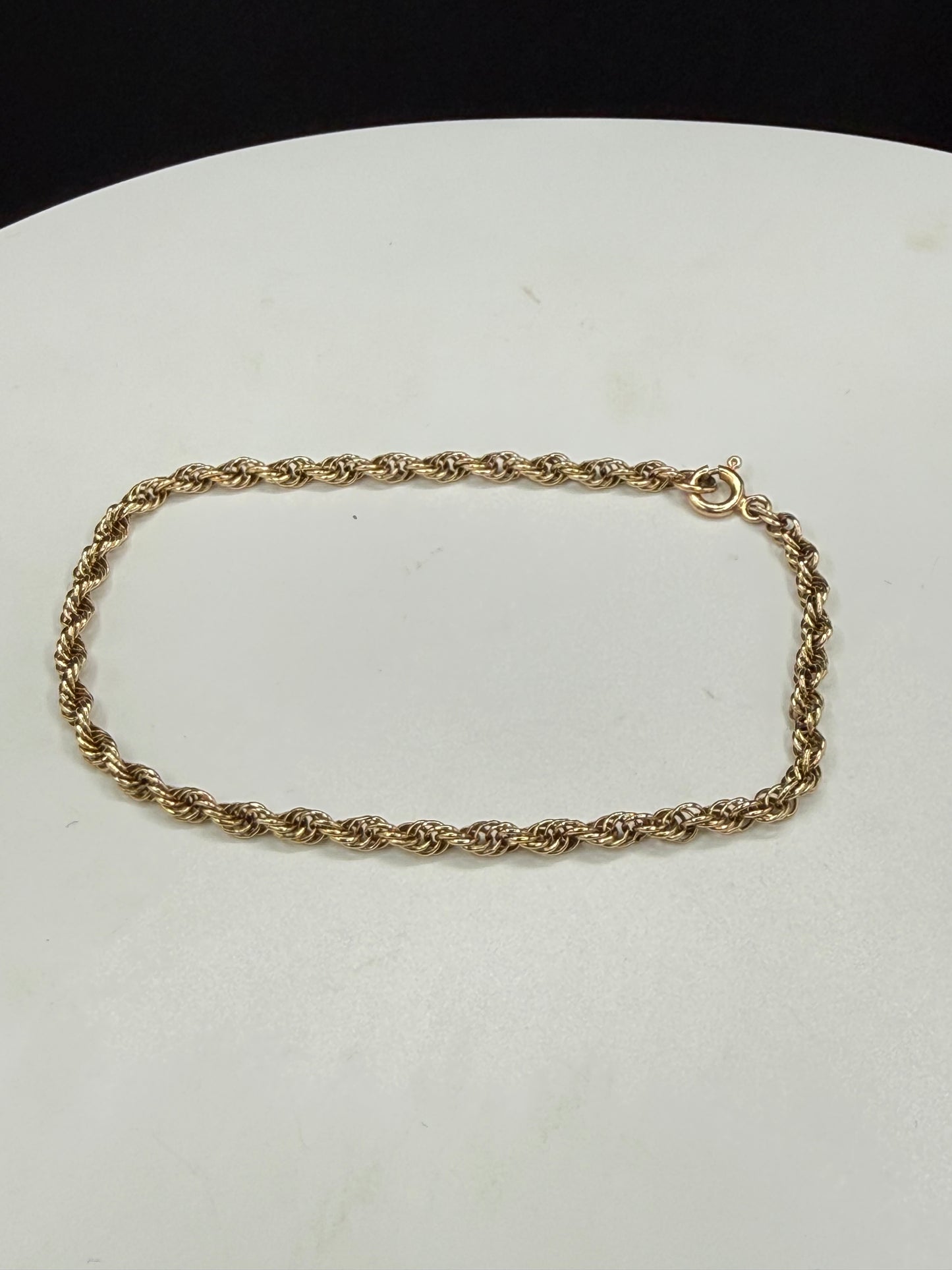 Solid 14K Yellow Gold Rope Bracelet – 8.25” Length