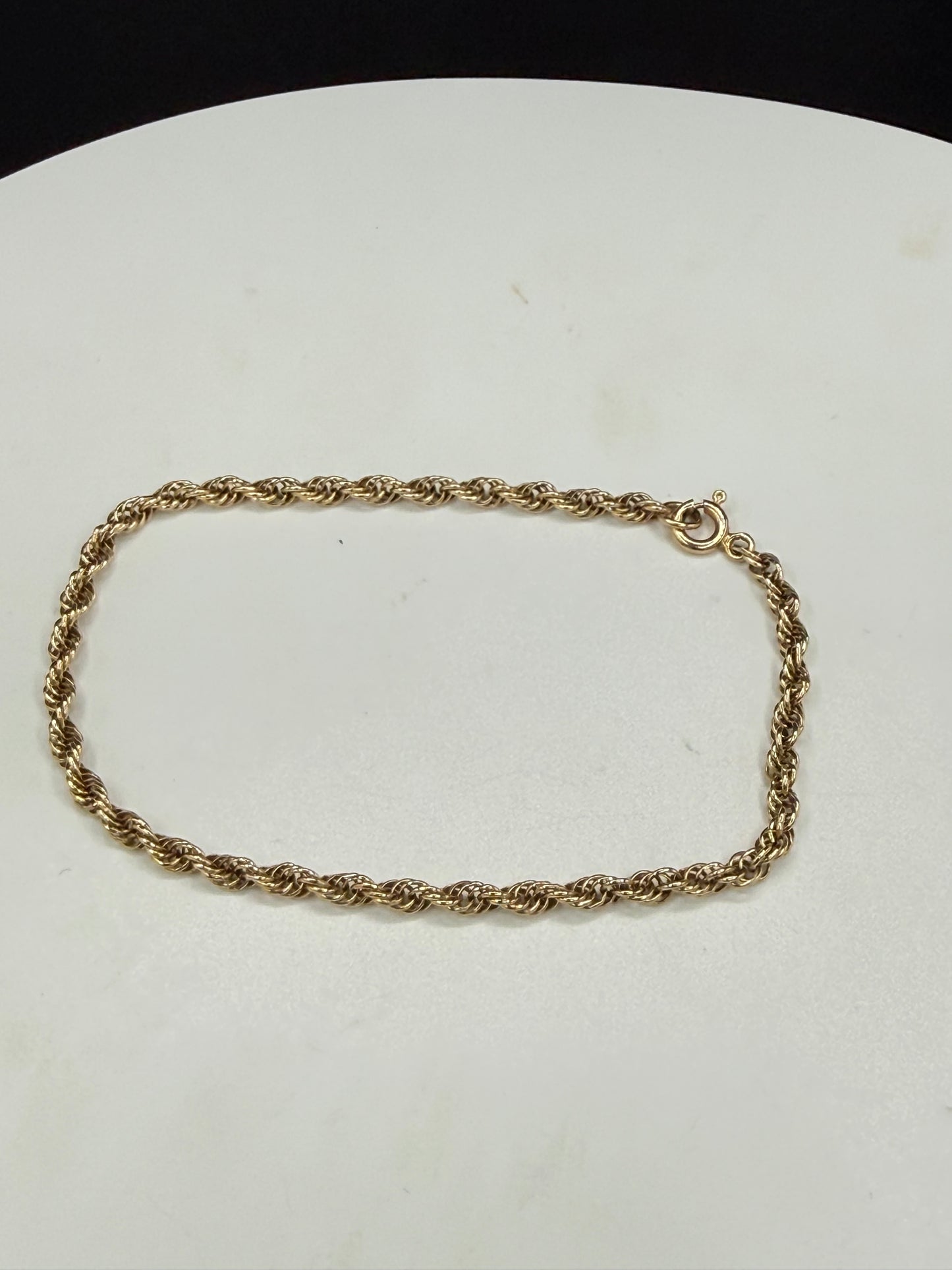 Solid 14K Yellow Gold Rope Bracelet – 8.25” Length