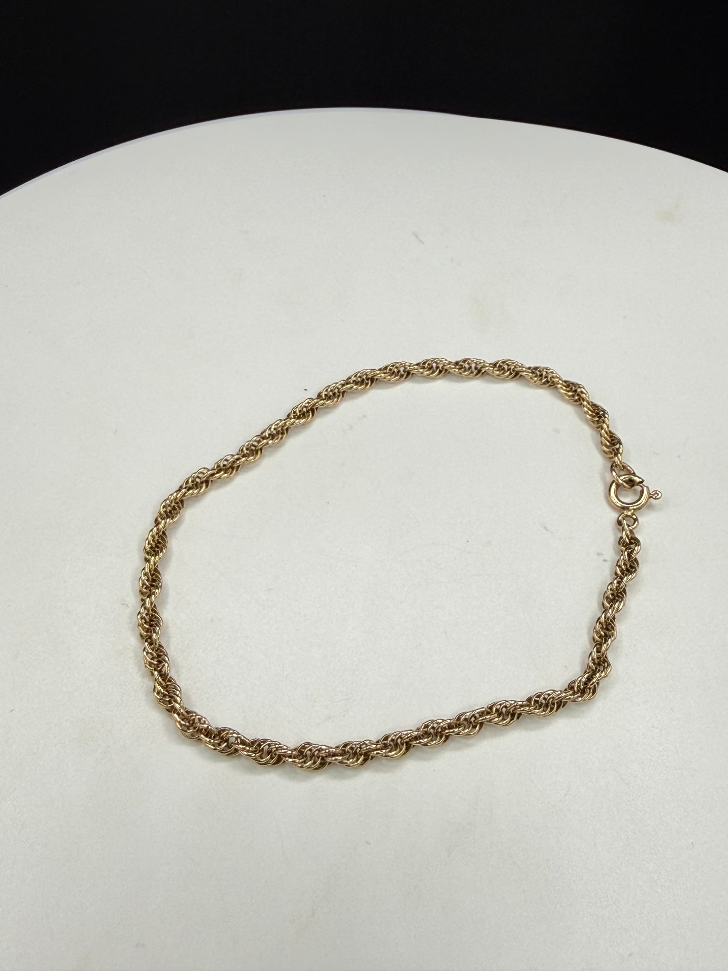 Solid 14K Yellow Gold Rope Bracelet – 8.25” Length