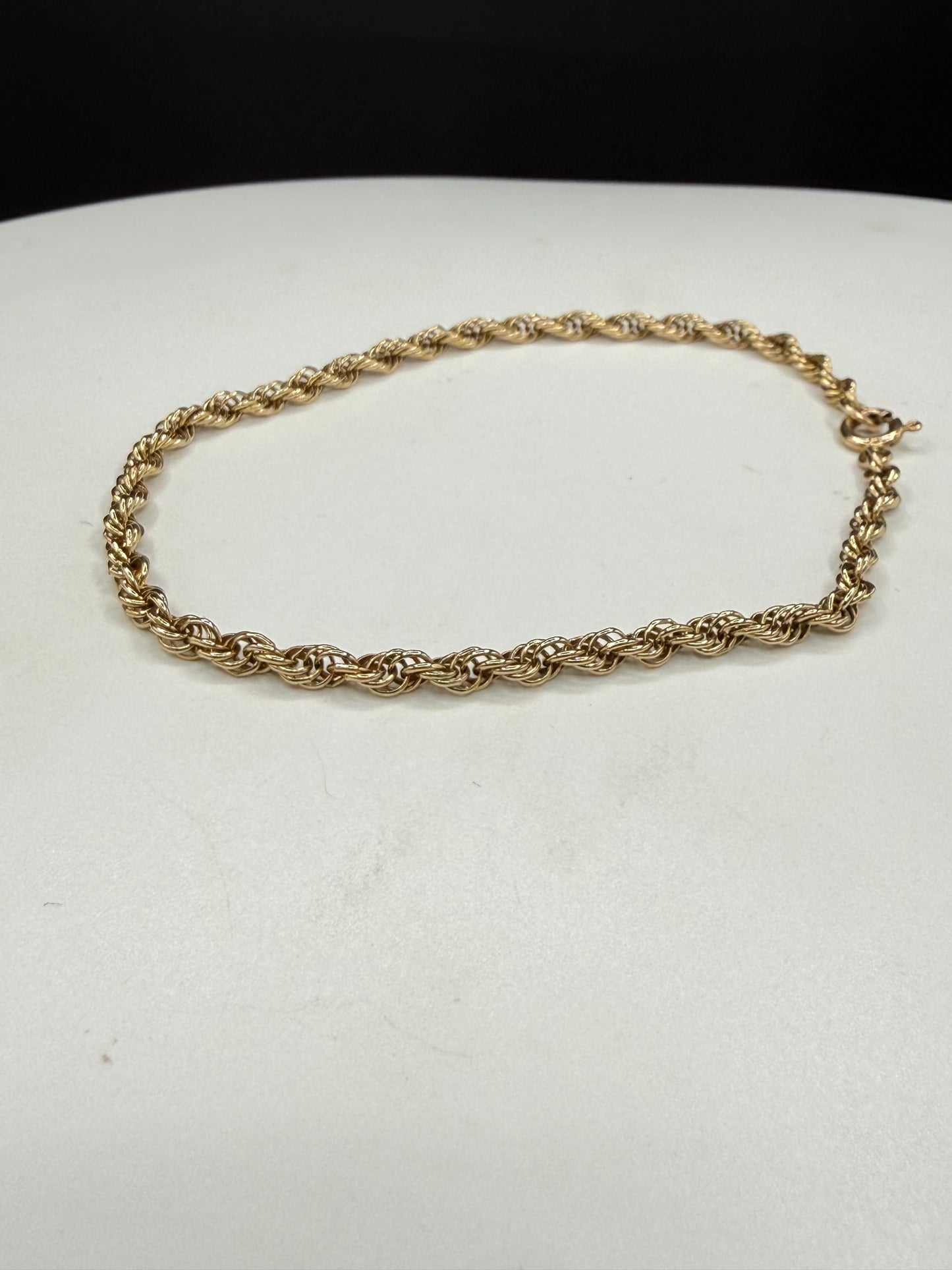 Solid 14K Yellow Gold Rope Bracelet – 8.25” Length