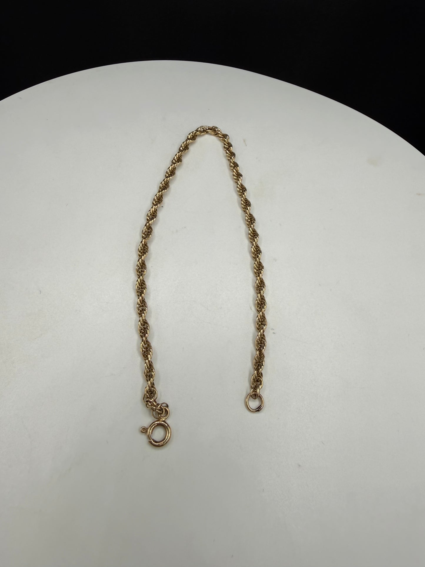 Solid 14K Yellow Gold Rope Bracelet – 8.25” Length