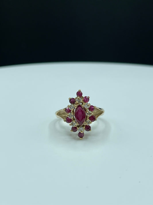 1.50 Carat Natural Ruby & Diamond 14k Yellow Gold Ring (Size 6.75)