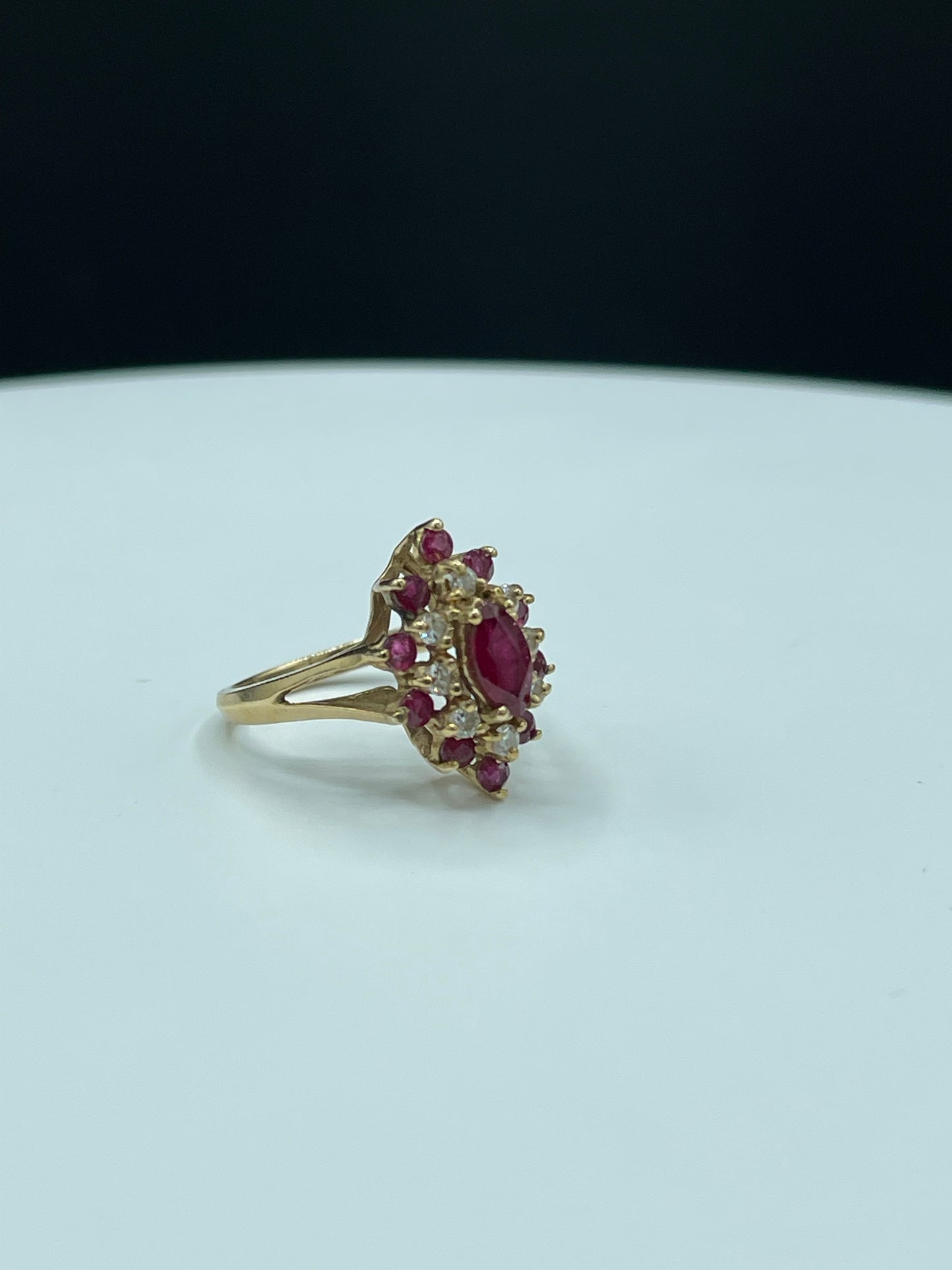 1.50 Carat Natural Ruby & Diamond 14k Yellow Gold Ring (Size 6.75)