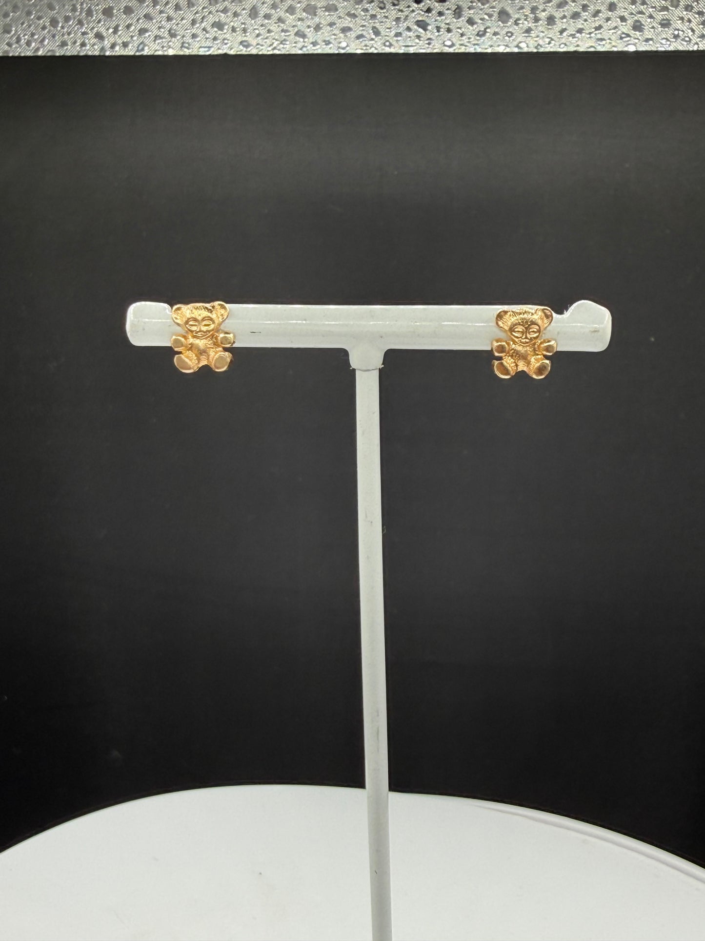 Solid 14K Yellow Gold Teddy Bear Baby Stud Earrings | Toddler Earrings