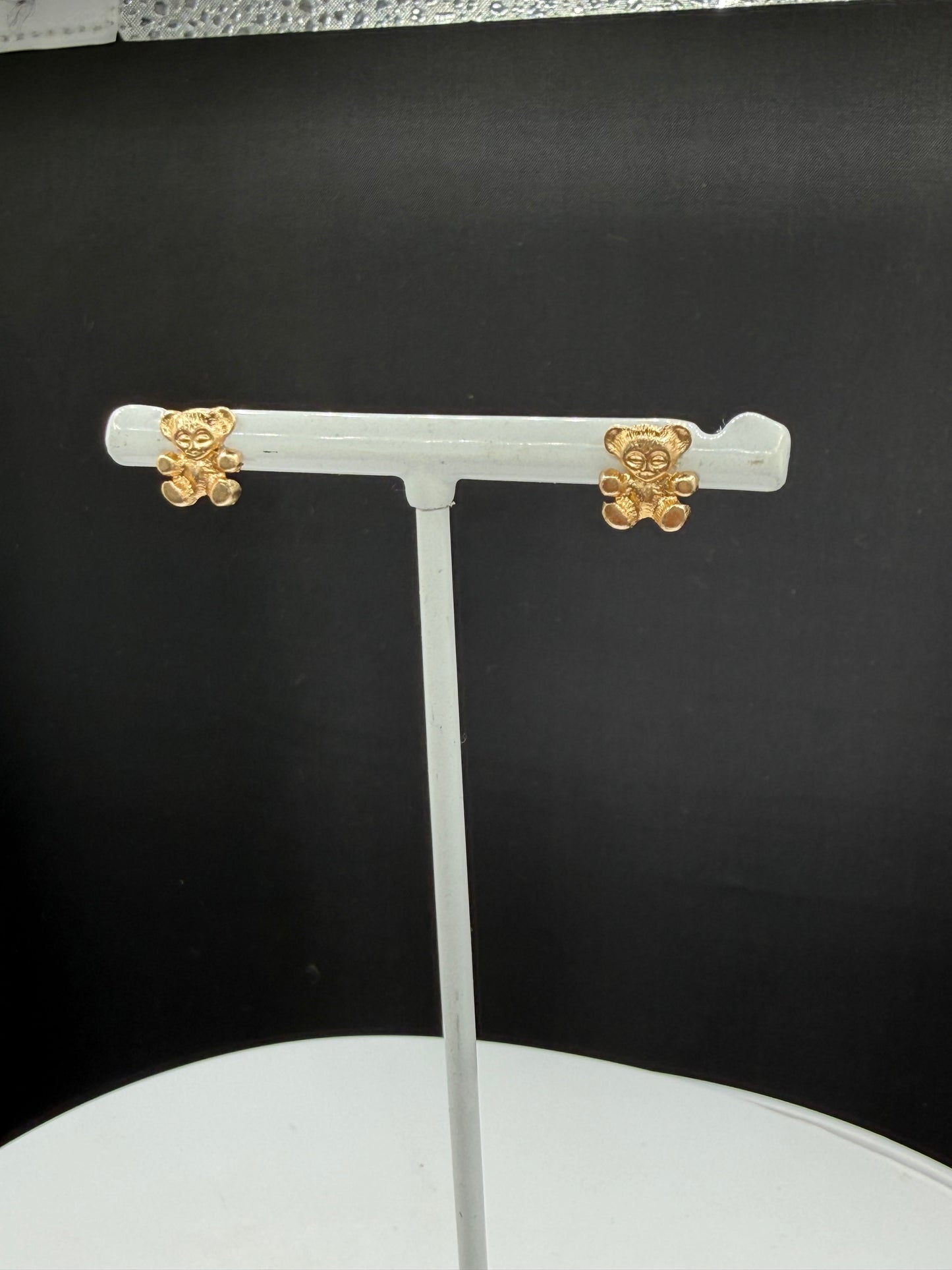 Solid 14K Yellow Gold Teddy Bear Baby Stud Earrings | Toddler Earrings