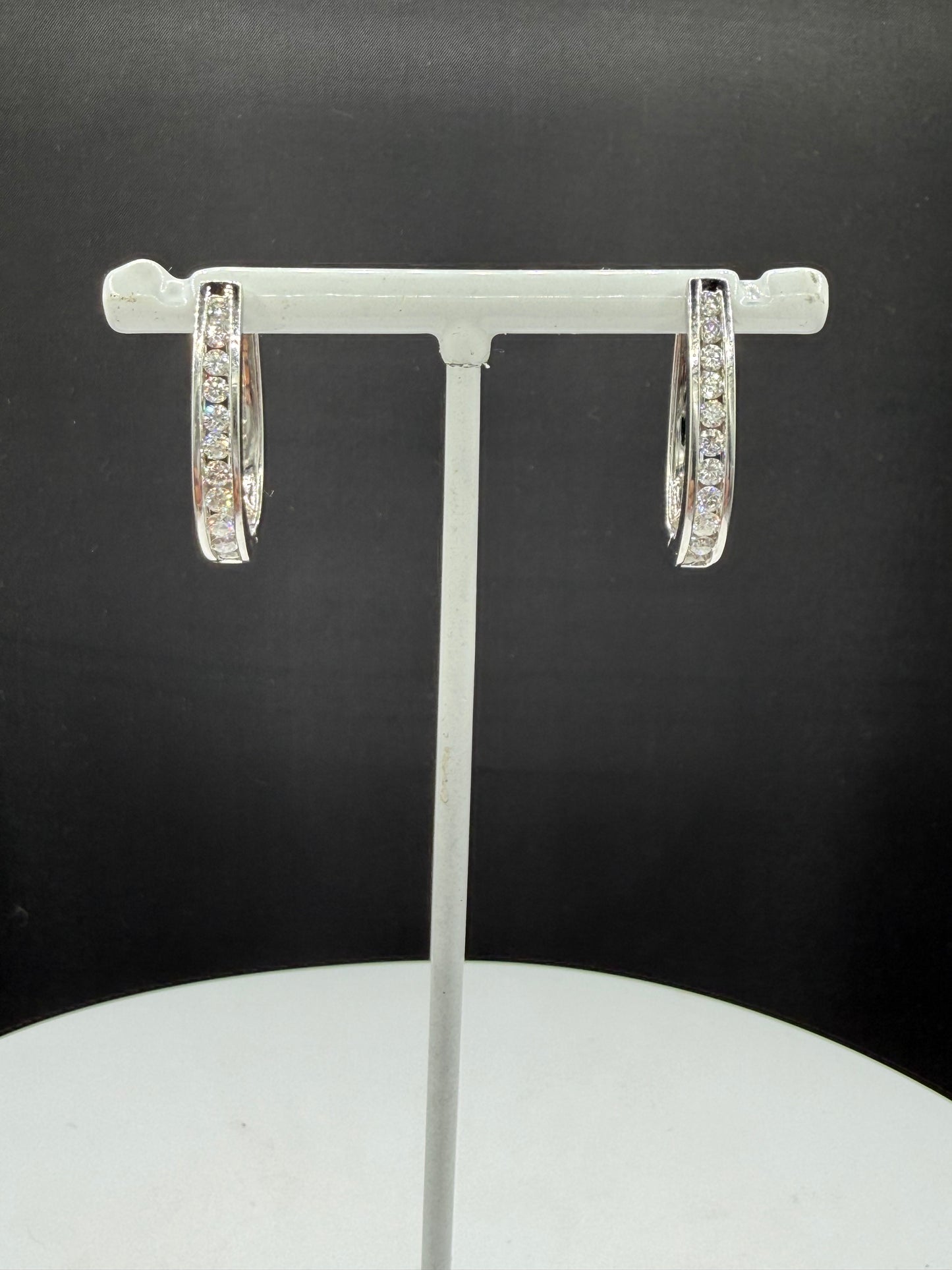 1.00 Carat Natural Diamond 14k White Gold Hoop Earrings | 1.04 Inches