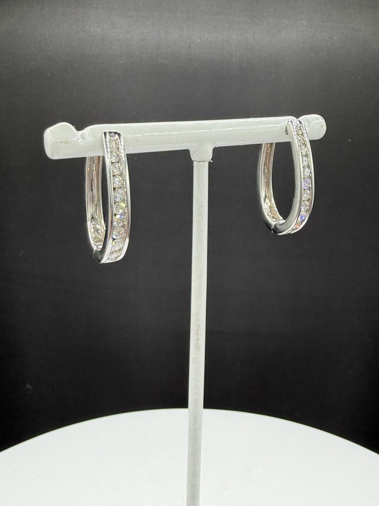 1.00 Carat Natural Diamond 14k White Gold Hoop Earrings | 1.04 Inches