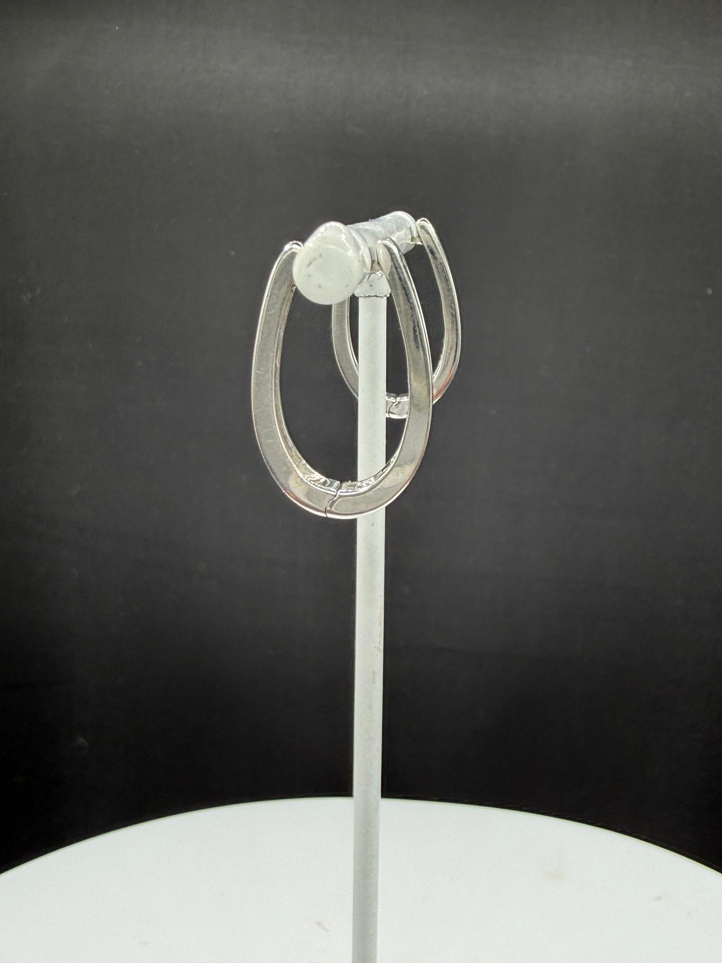 1.00 Carat Natural Diamond 14k White Gold Hoop Earrings | 1.04 Inches