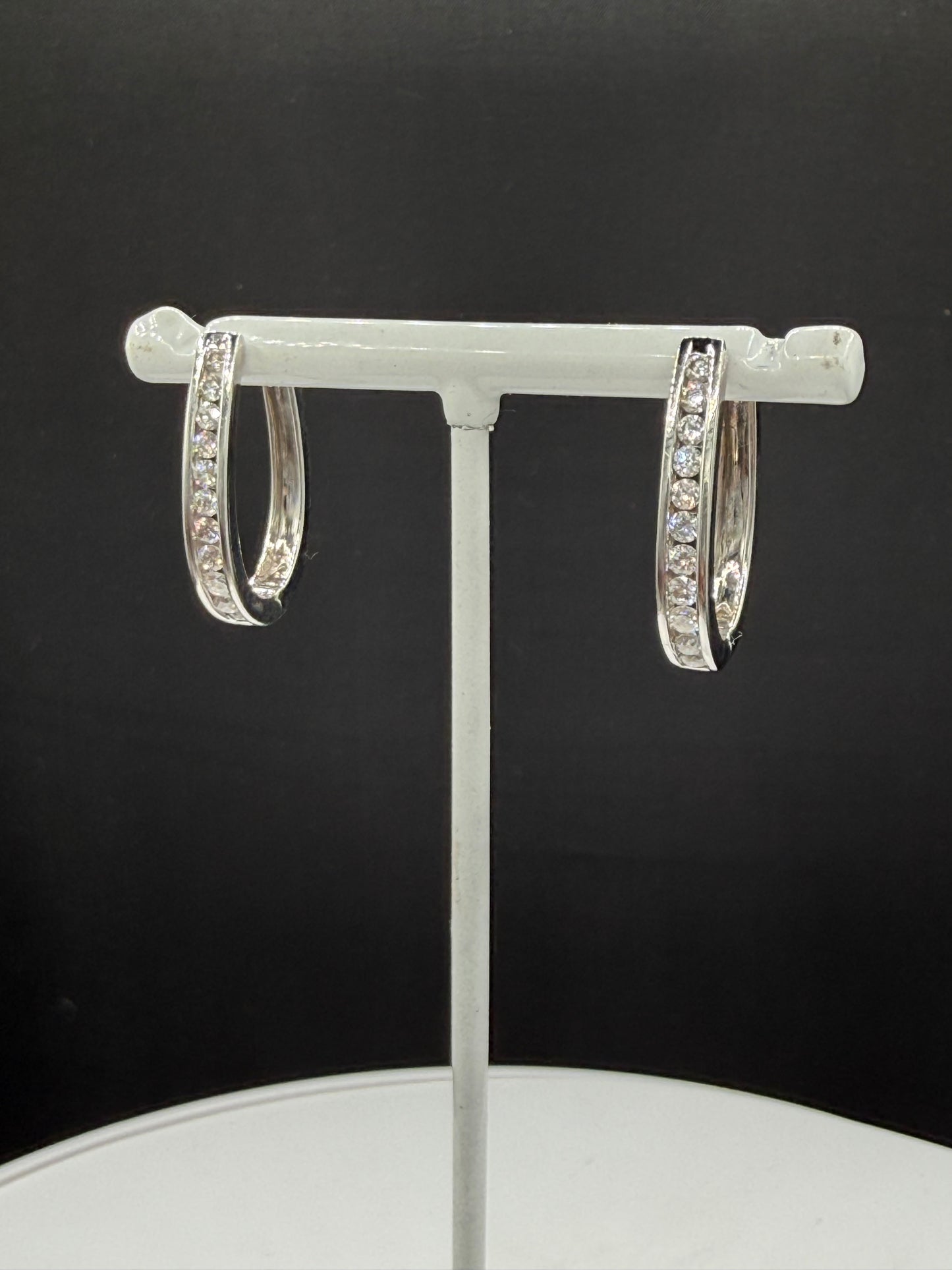 1.00 Carat Natural Diamond 14k White Gold Hoop Earrings | 1.04 Inches