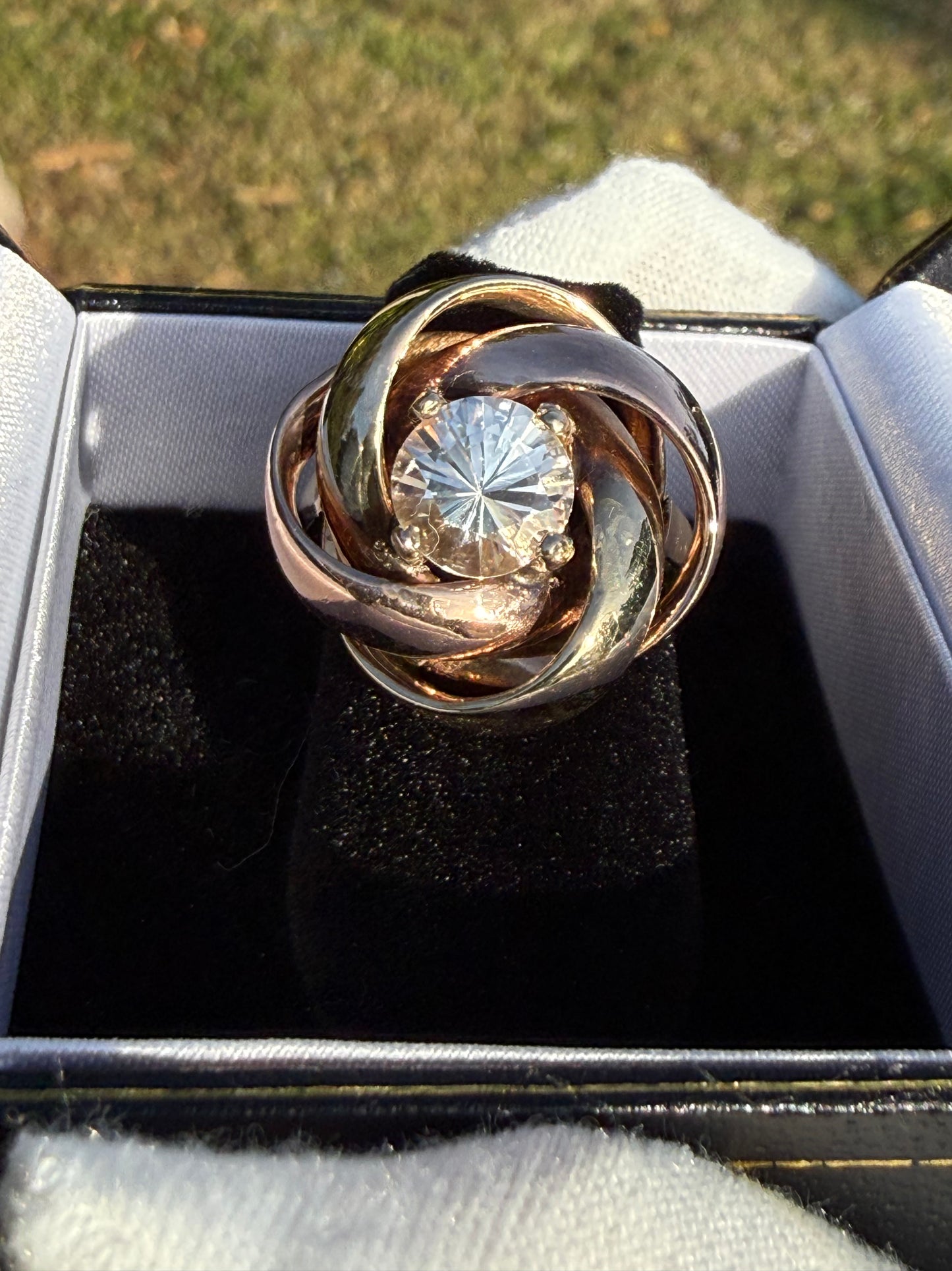 Natural 2.18 Ct White Sapphire Rose & Yellow 14K Gold Ring | Size 5.5