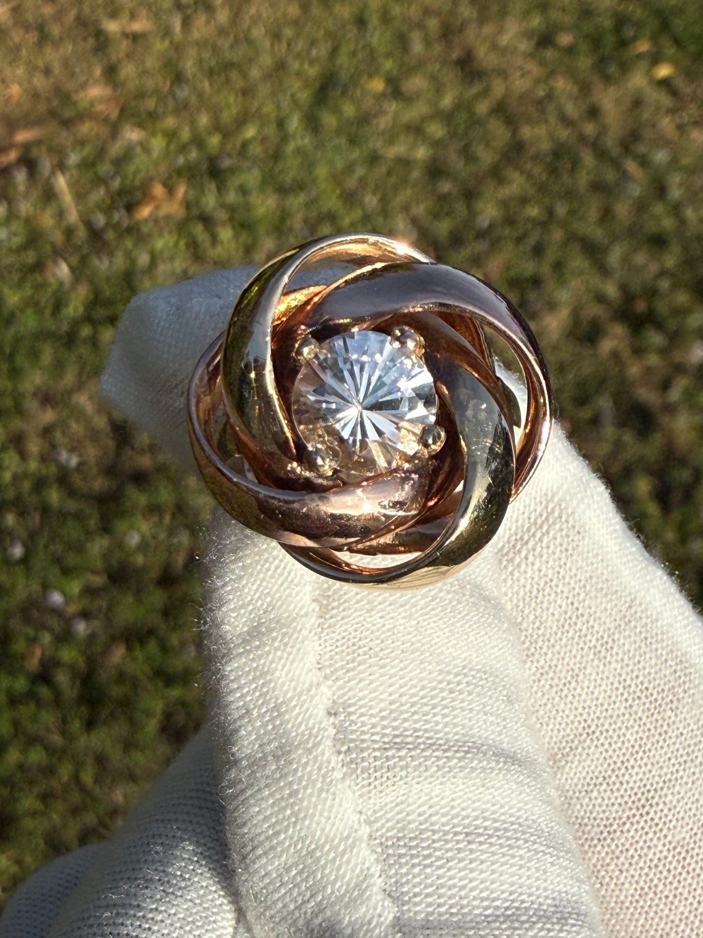 Natural 2.18 Ct White Sapphire Rose & Yellow 14K Gold Ring | Size 5.5