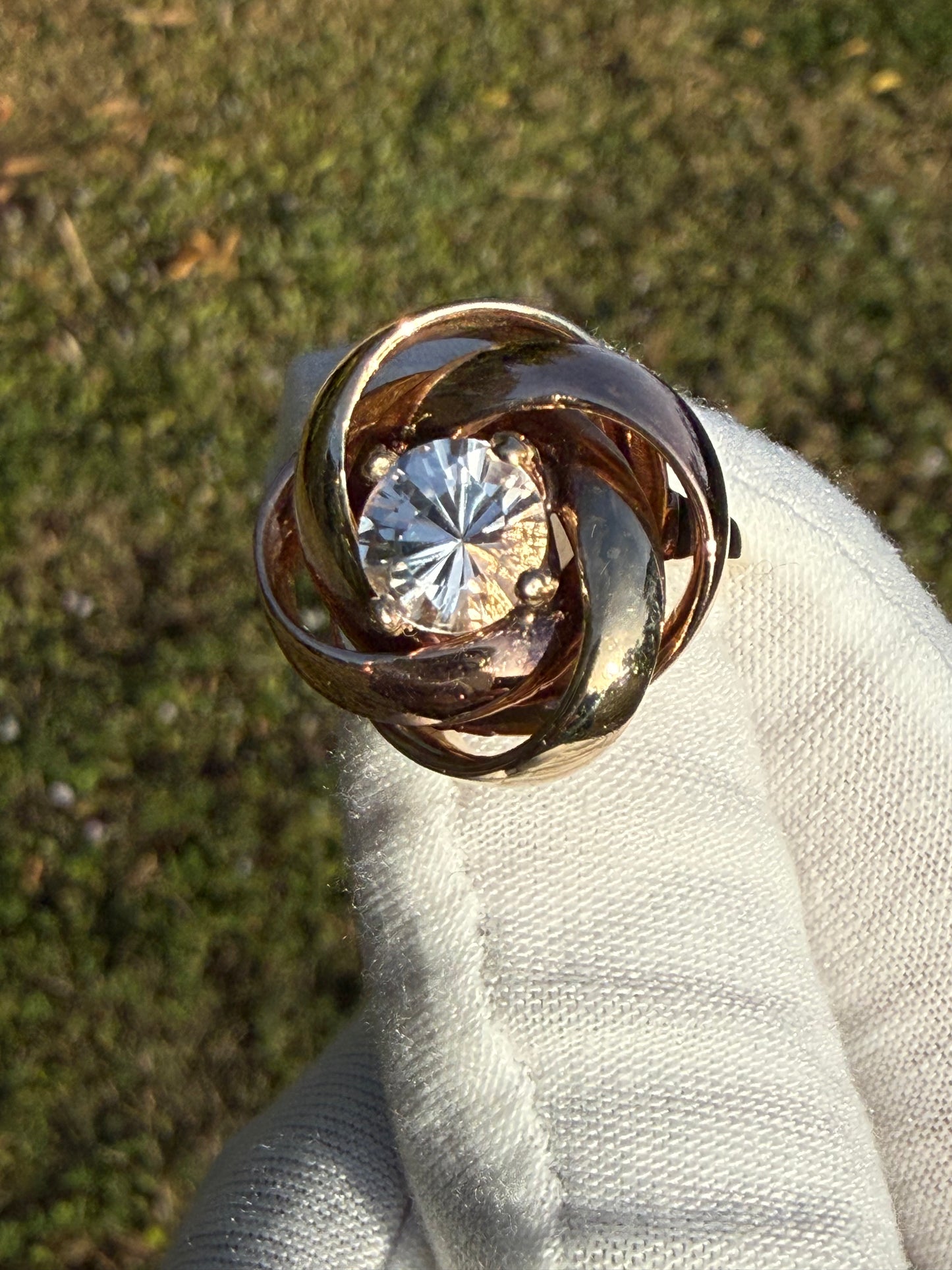 Natural 2.18 Ct White Sapphire Rose & Yellow 14K Gold Ring | Size 5.5