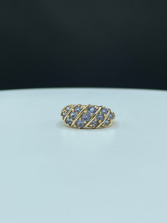 Vintage Natural Tanzanite 14k Yellow Gold Designer Ring (Size 8.25)