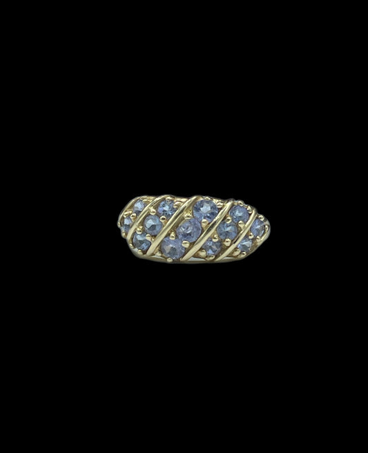 Vintage Natural Tanzanite 14k Yellow Gold Designer Ring (Size 8.25)