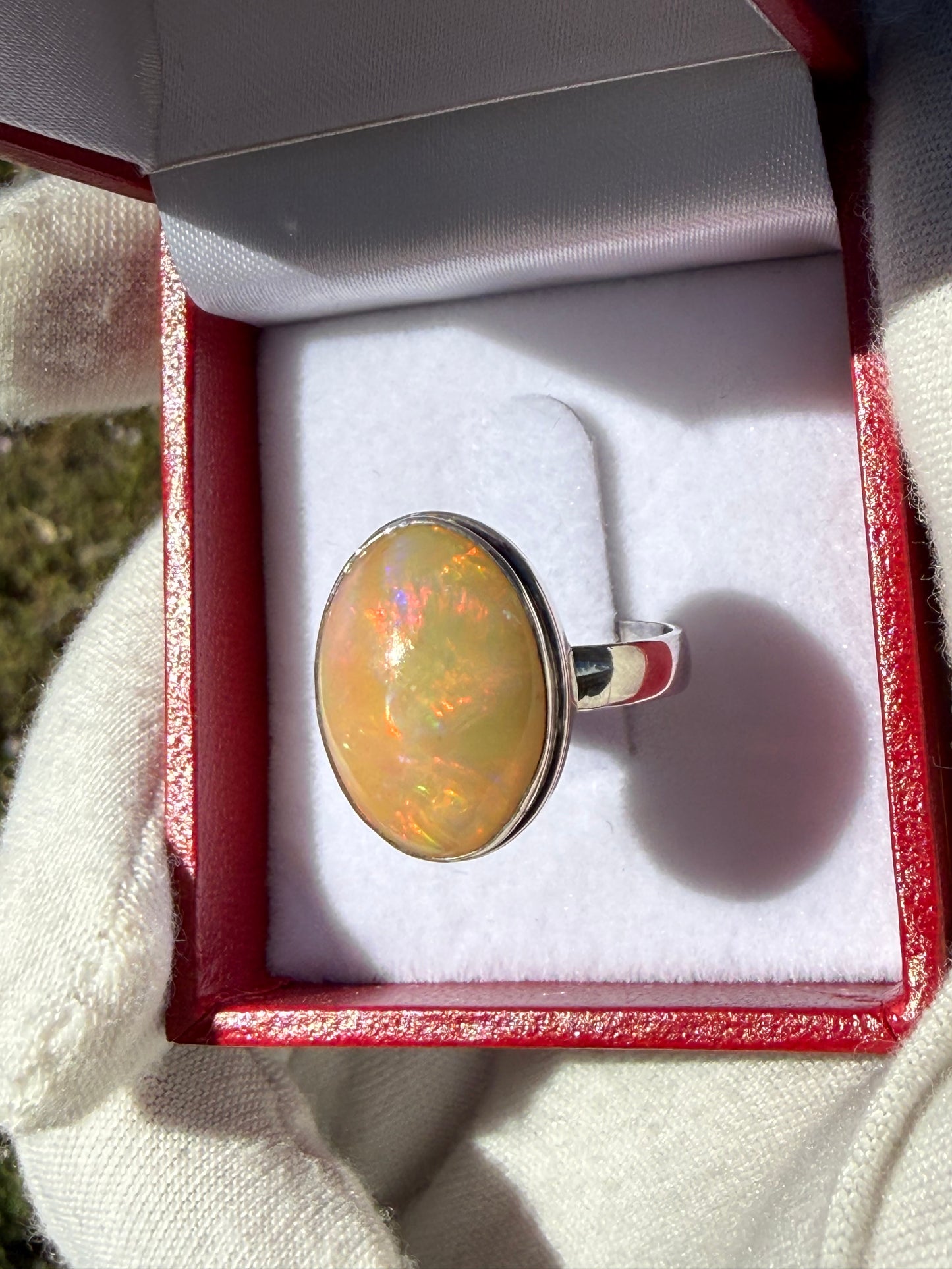 Natural Ethiopian Opal Sterling Silver Ring | Size 7.5 | 4-5 Carats