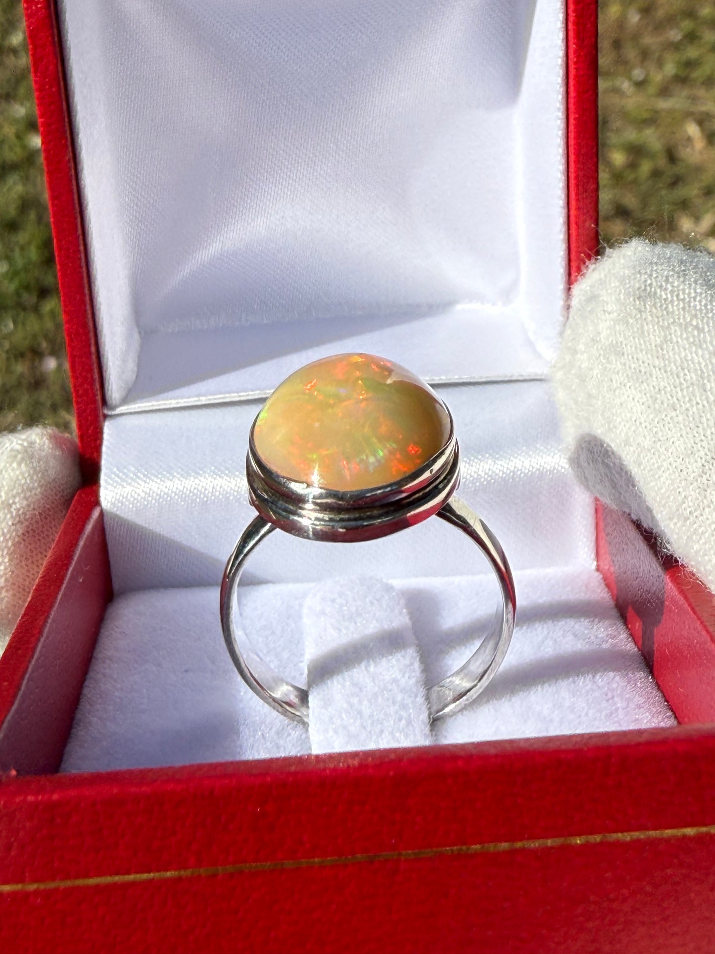Natural Ethiopian Opal Sterling Silver Ring | Size 7.5 | 4-5 Carats