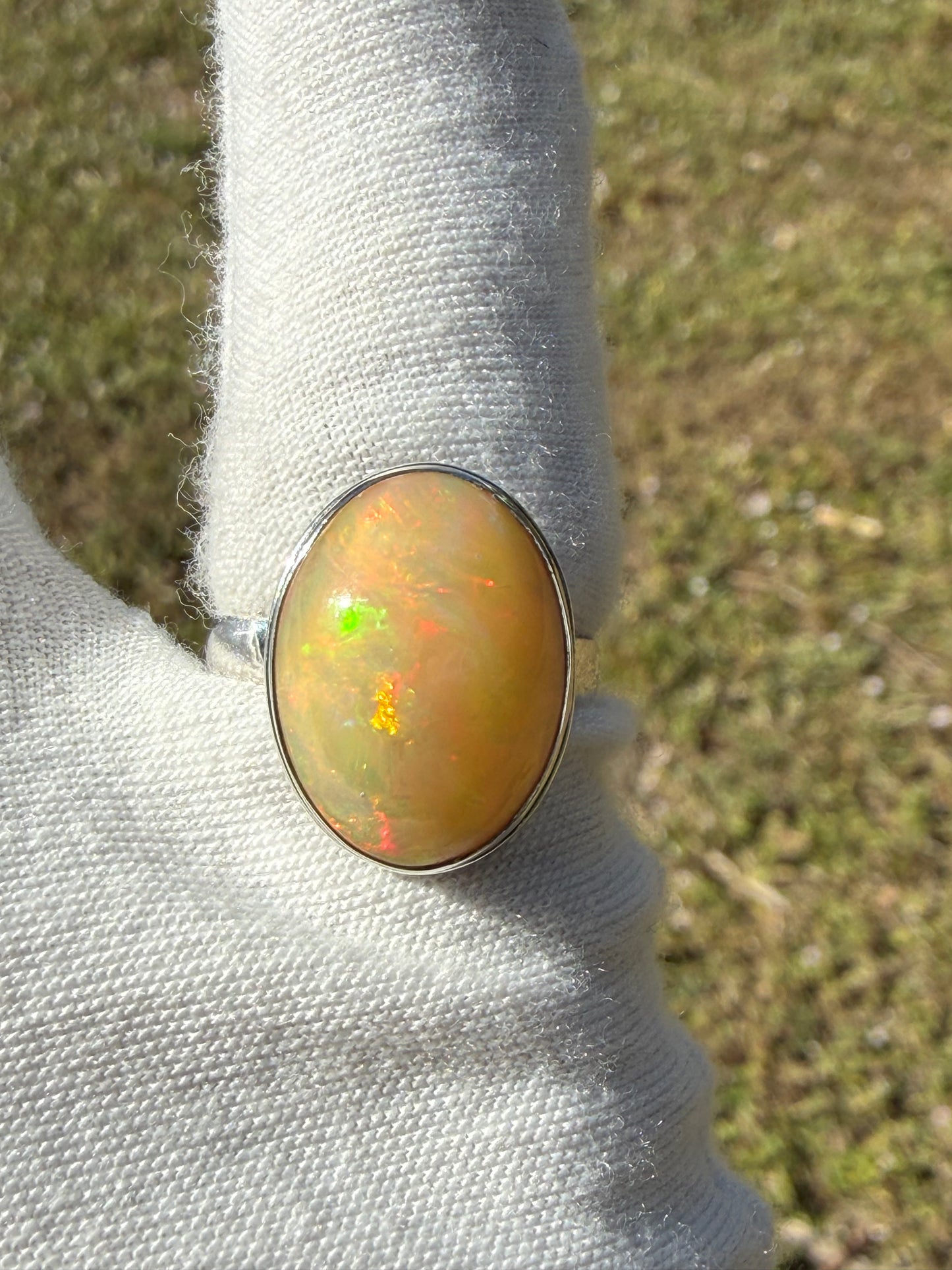 Natural Ethiopian Opal Sterling Silver Ring | Size 7.5 | 4-5 Carats