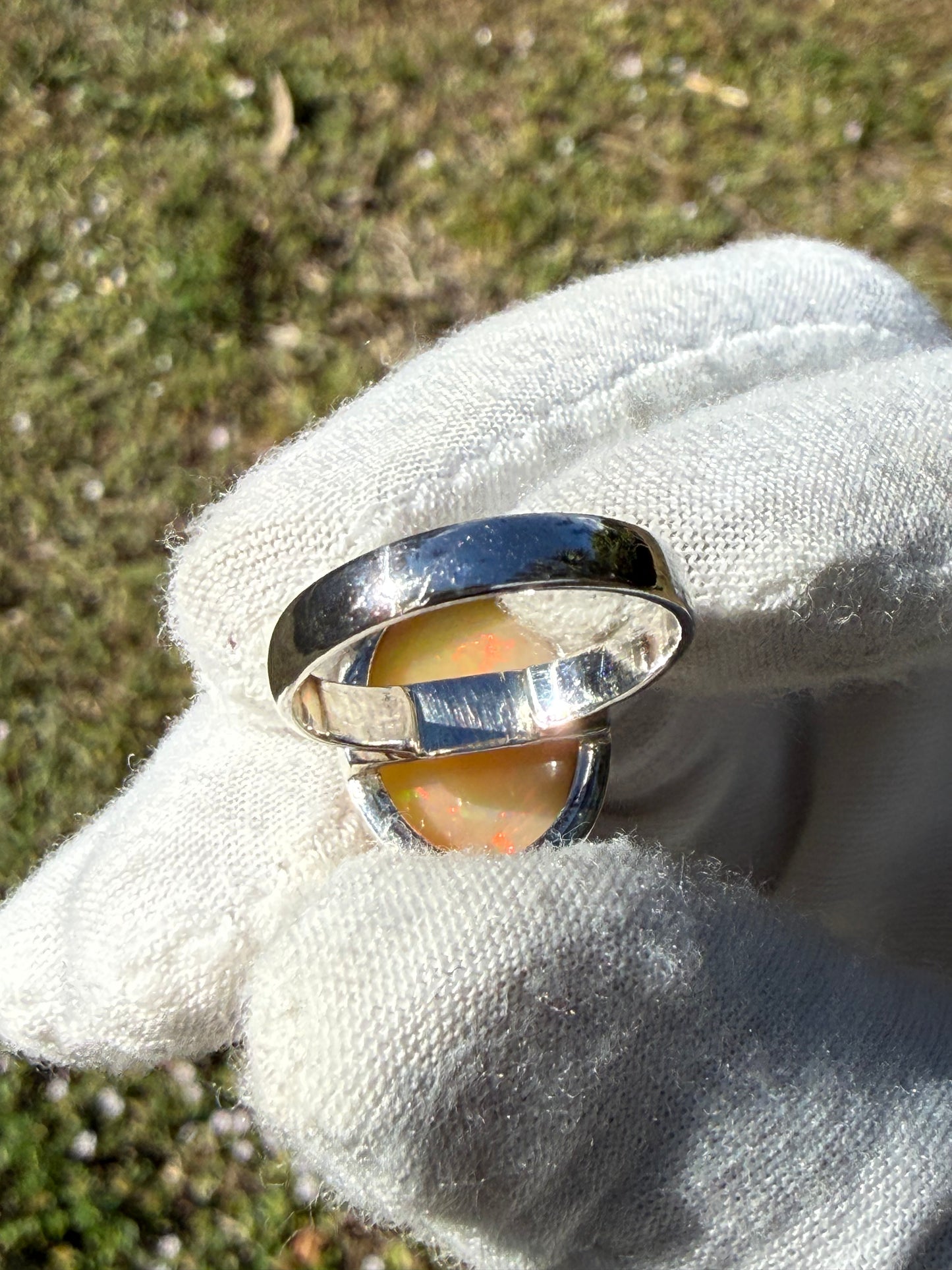 Natural Ethiopian Opal Sterling Silver Ring | Size 7.5 | 4-5 Carats