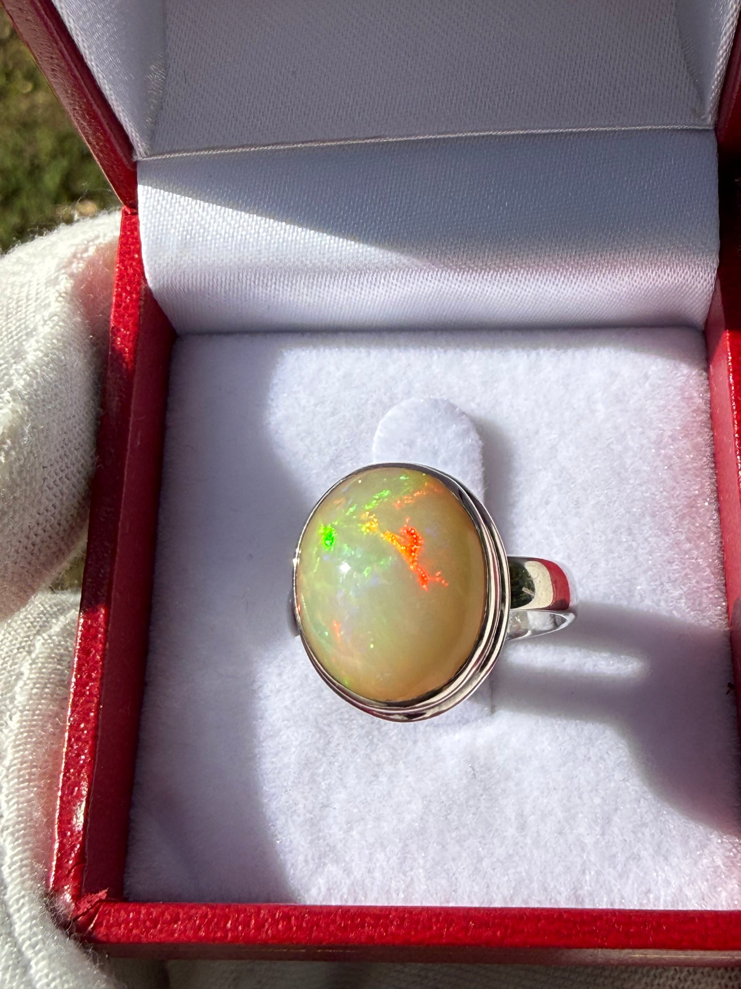 Natural Ethiopian Opal Sterling Silver Ring | 2.5 Ct Opal | Size 6.5 | 925 Silver